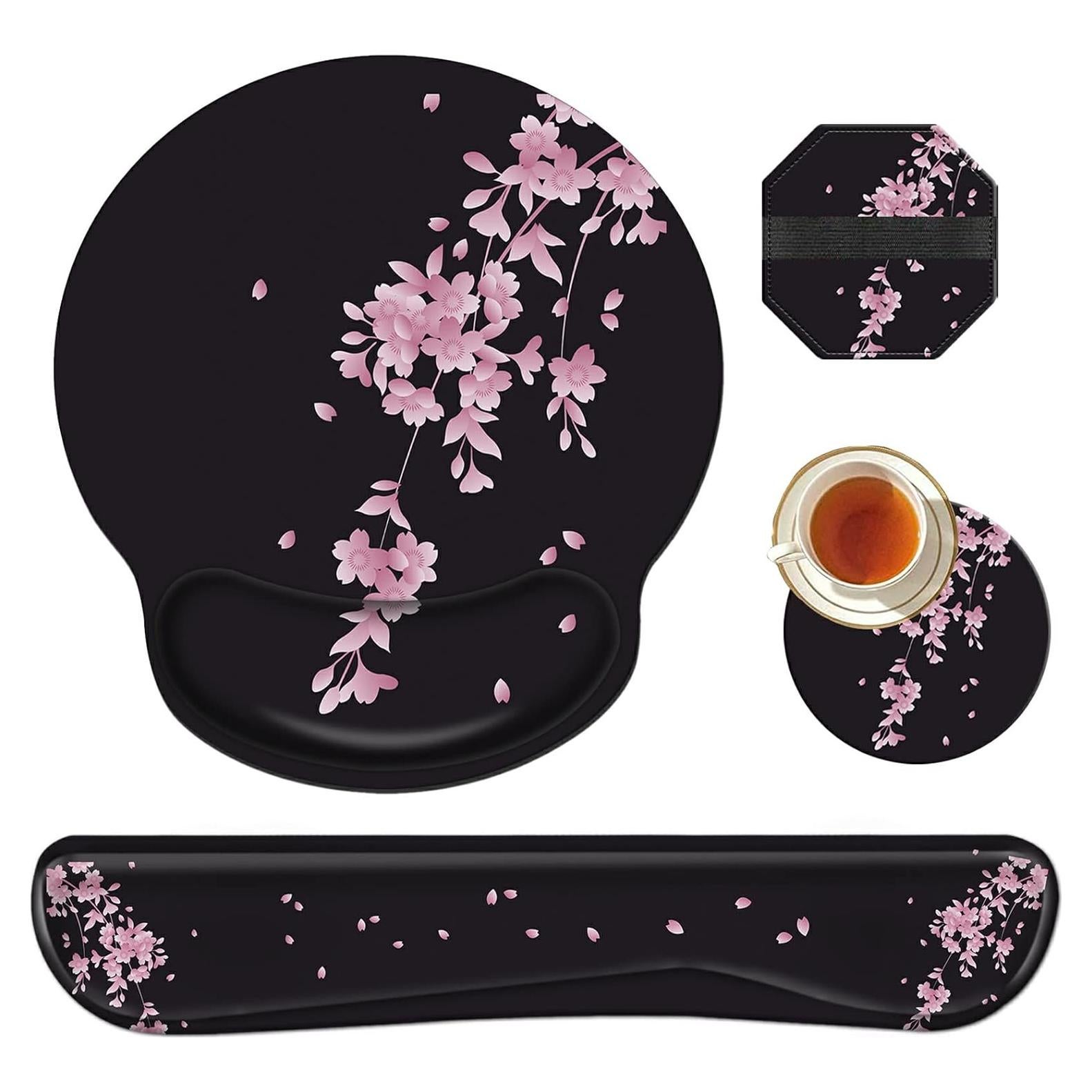 Kit Reposamuñecas Ergonomico RAUEDWDJS Flores de Cerezo