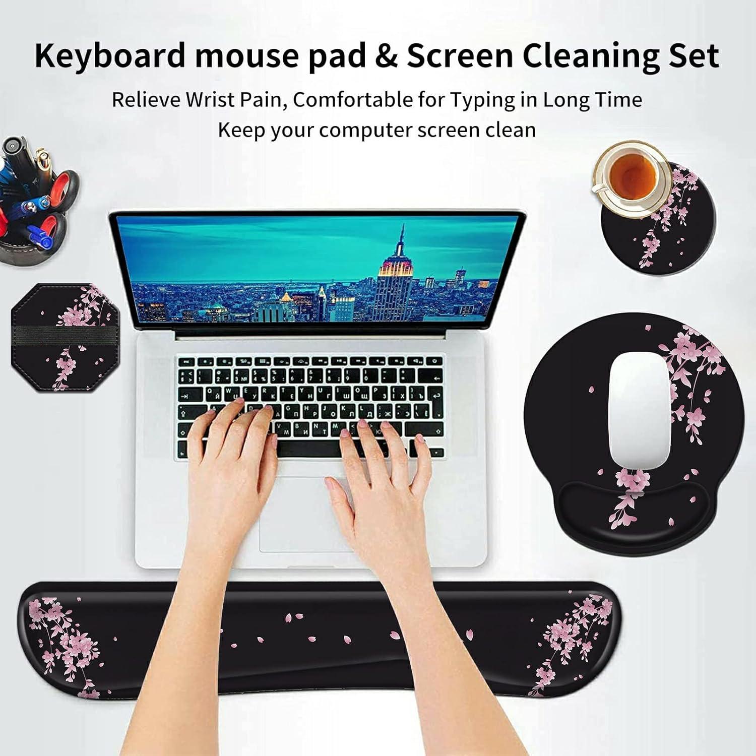 Kit Reposamuñecas Ergonomico RAUEDWDJS Flores de Cerezo