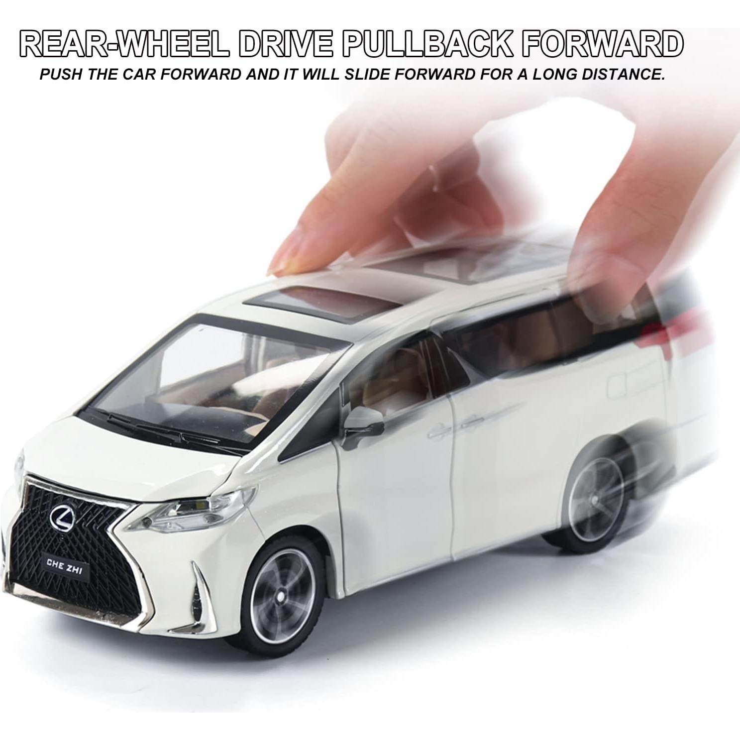 Coche de metal fundido BHYDRY 1:24 con sonido y luz blanco
