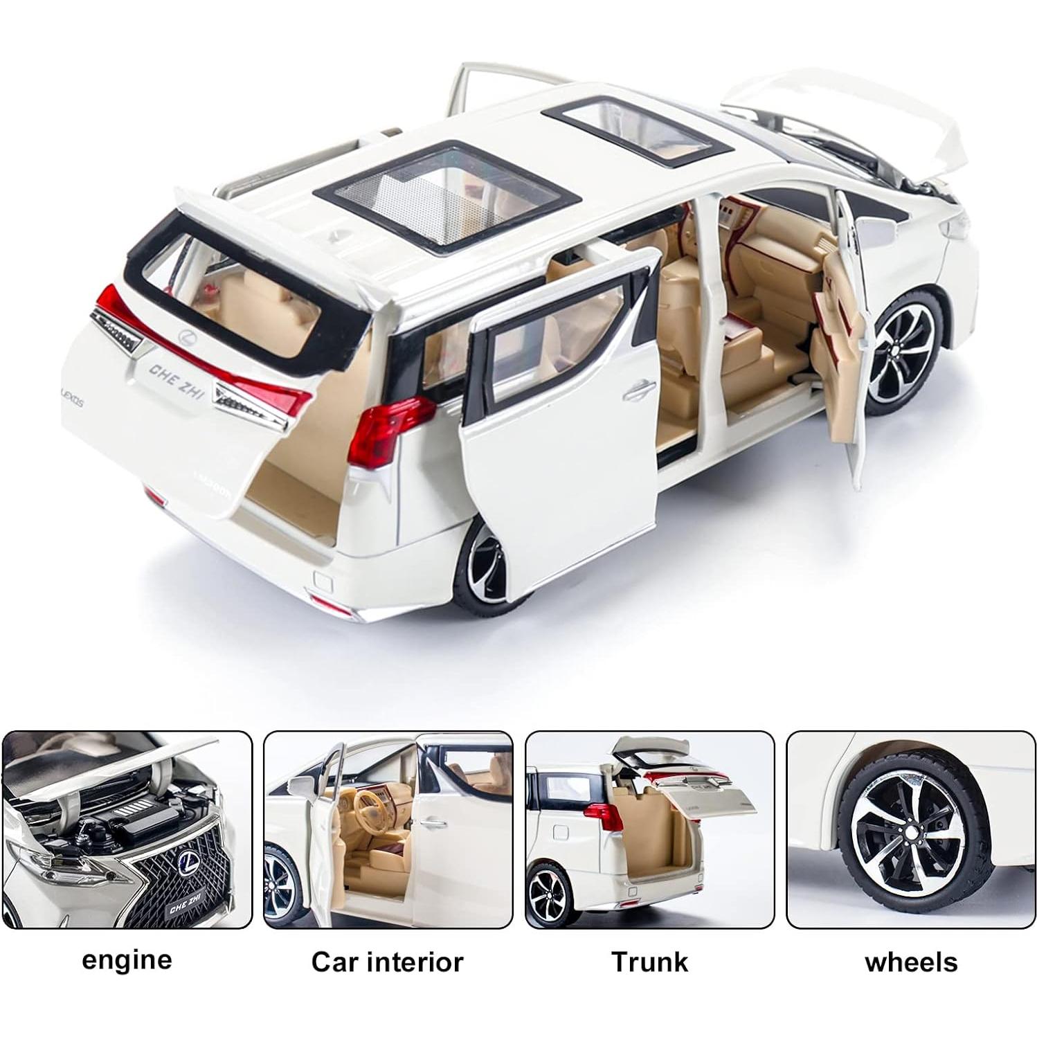 Coche de metal fundido BHYDRY 1:24 con sonido y luz blanco