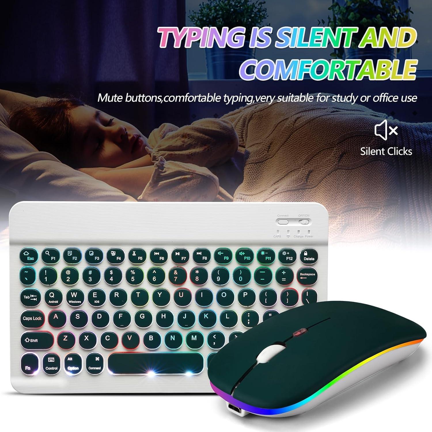 Teclado y Ratón Bluetooth Recargable Colina Verde - 2 Piezas