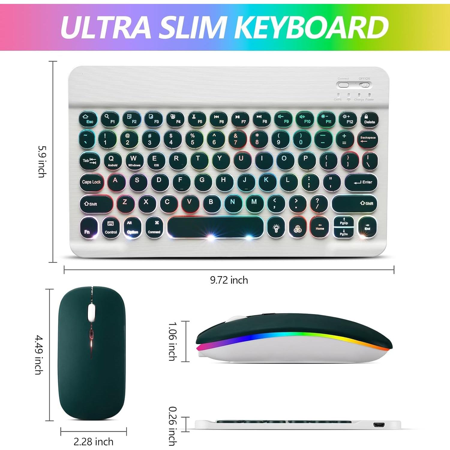 Teclado y Ratón Bluetooth Recargable Colina Verde - 2 Piezas