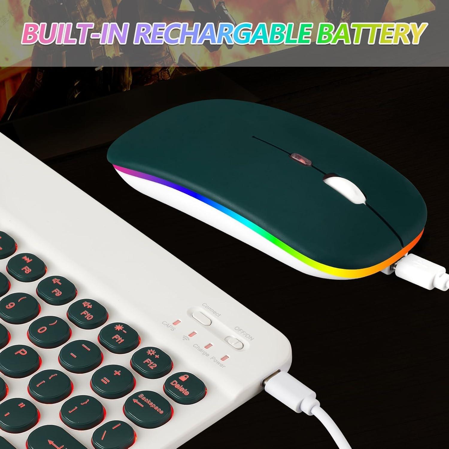 Teclado y Ratón Bluetooth Recargable Colina Verde - 2 Piezas