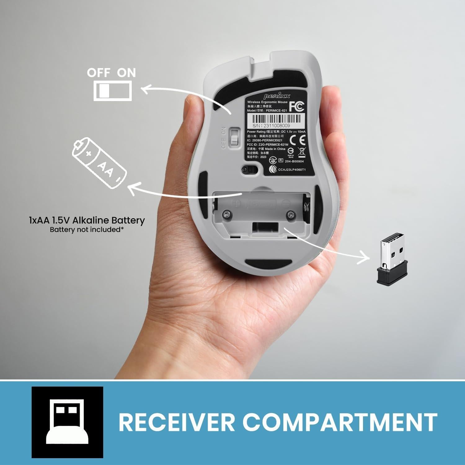 Teclado Ergonómico Completo Perixx PERIBOARD-106 y Ratón Inalámbrico PERIMICE-621