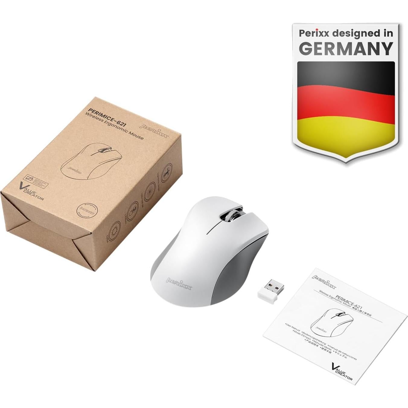 Teclado Ergonómico Completo Perixx PERIBOARD-106 y Ratón Inalámbrico PERIMICE-621