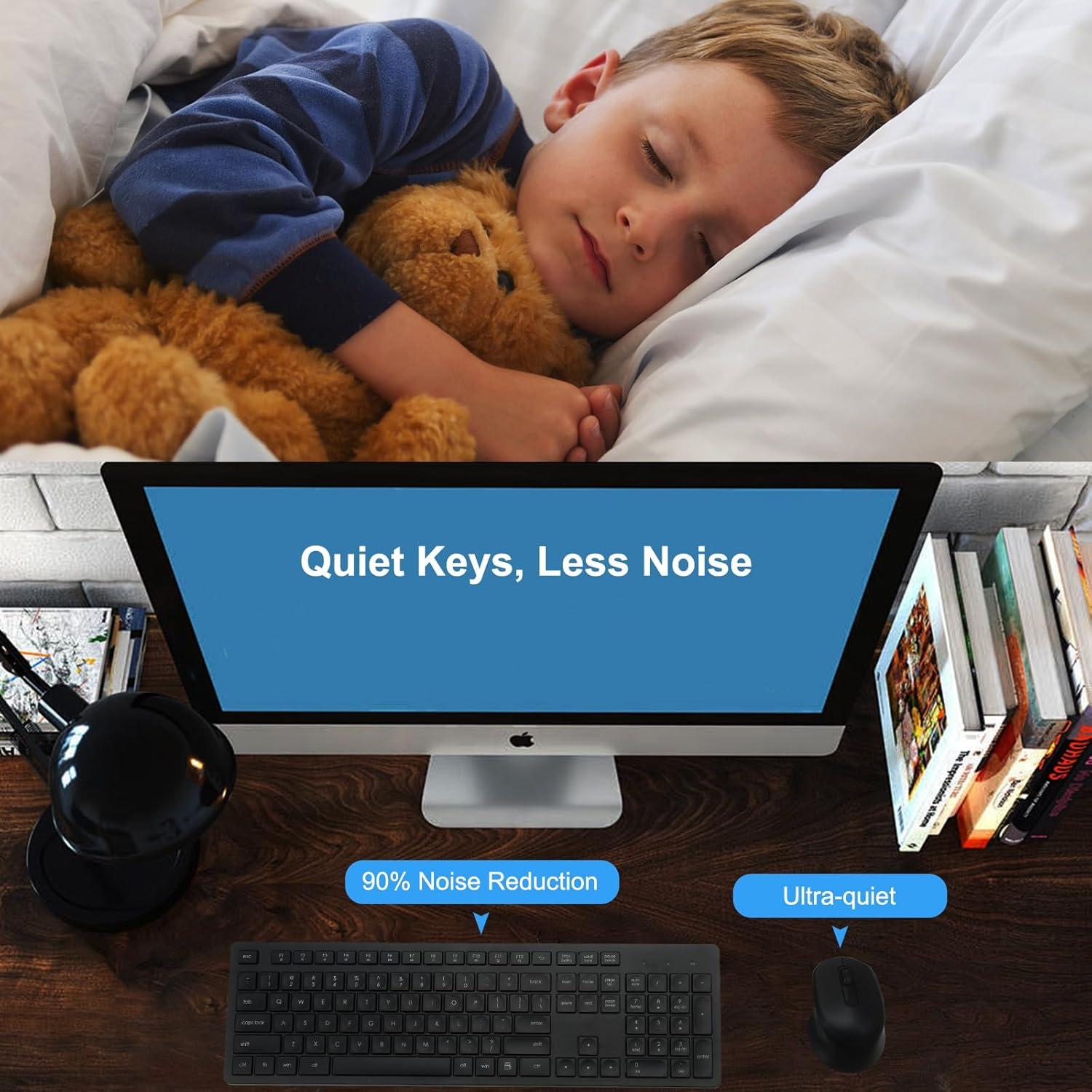 Combo Teclado y Ratón Inalámbrico HUO JI Ergonómico Negro