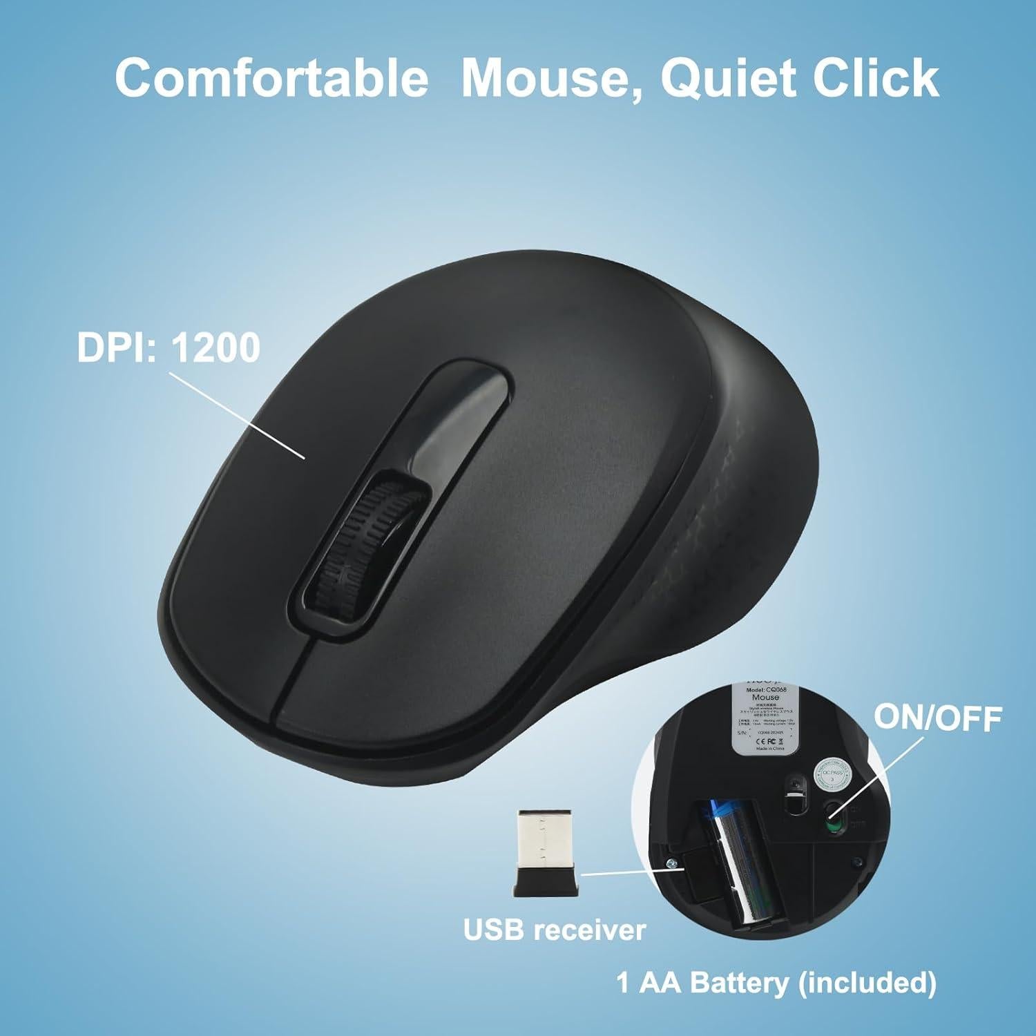 Combo Teclado y Ratón Inalámbrico HUO JI Ergonómico Negro