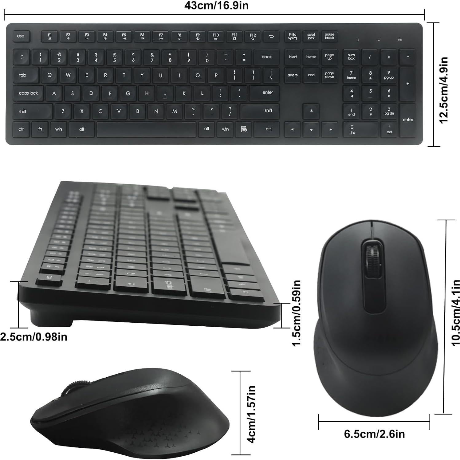 Combo Teclado y Ratón Inalámbrico HUO JI Ergonómico Negro