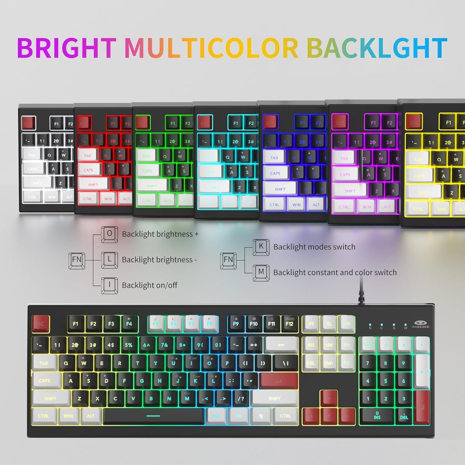 Teclado y Mouse Gaming MageGee K2 RGB Retroiluminado 104 Teclas
