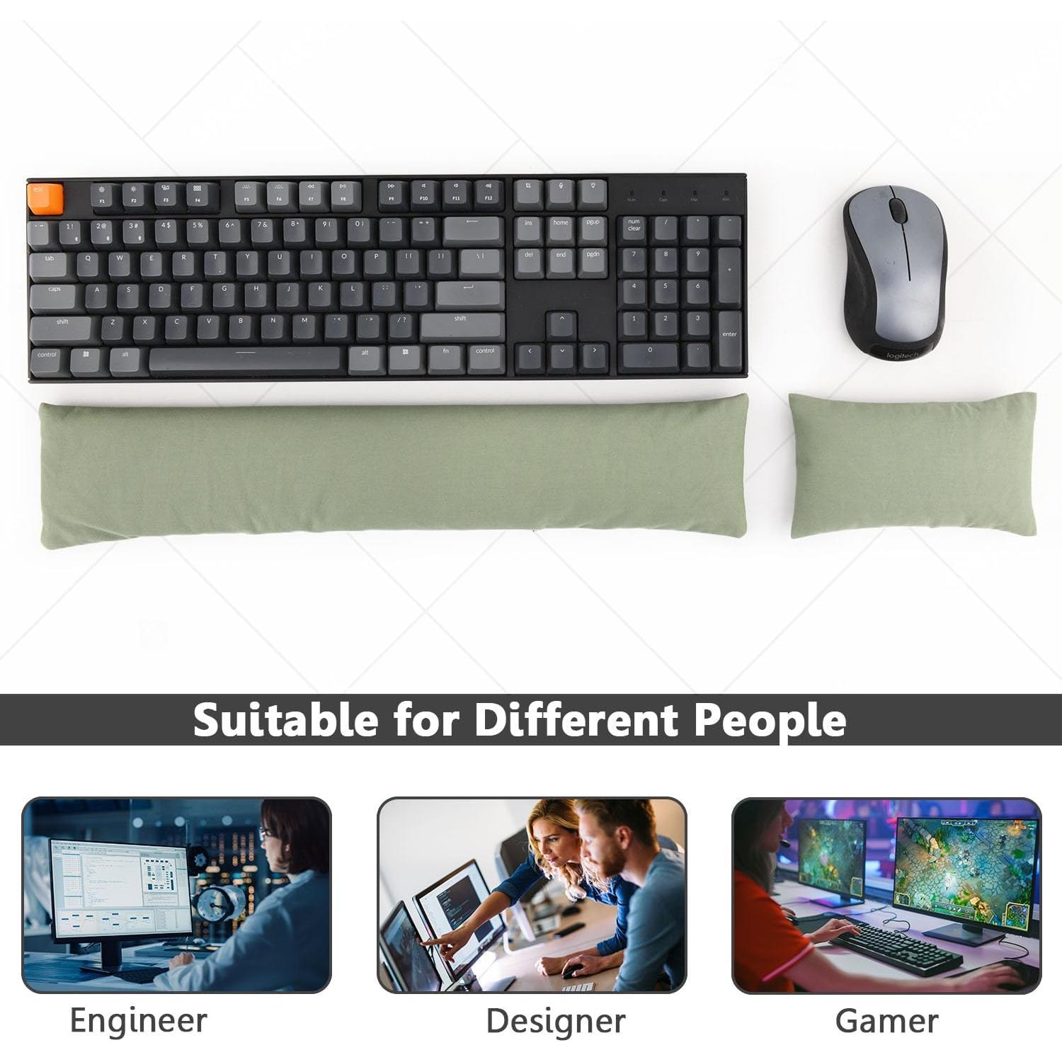 Keyboard Mouse Wrist Rest Bean Bag Set, Ergonomic Wrist Rest for Keyboard and Mouse Filled Ergo Beads, for Laptop, Desktop Computer (Keyboard and Mouse Wrist Support Set)