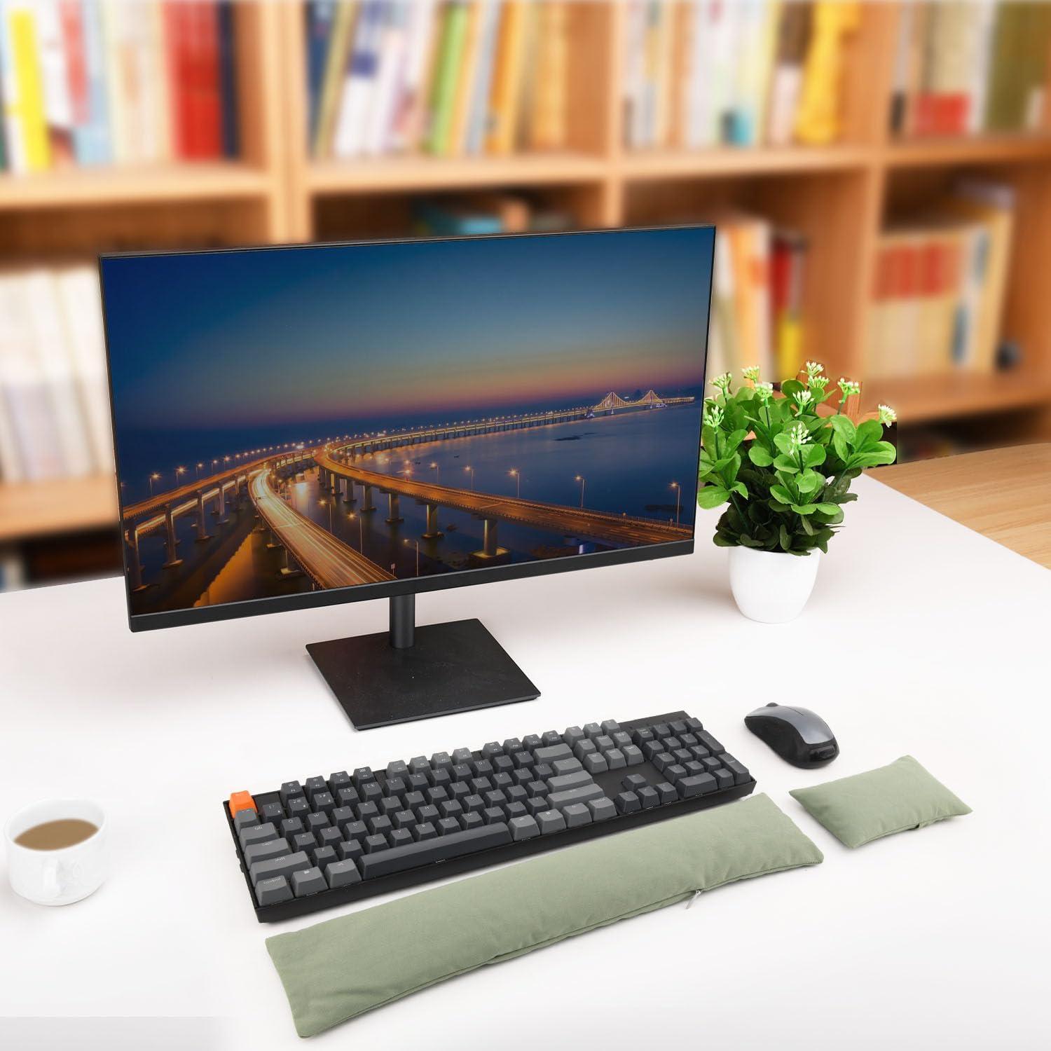 Keyboard Mouse Wrist Rest Bean Bag Set, Ergonomic Wrist Rest for Keyboard and Mouse Filled Ergo Beads, for Laptop, Desktop Computer (Keyboard and Mouse Wrist Support Set)