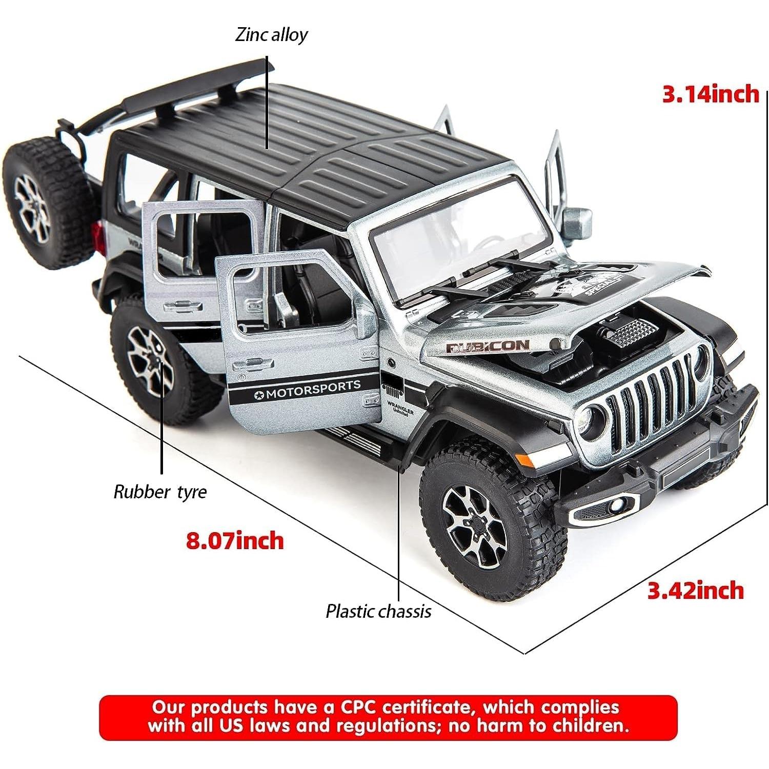 Coche de Juguete BDTCTK Wrangler 1/22 Gris con Luz y Sonido
