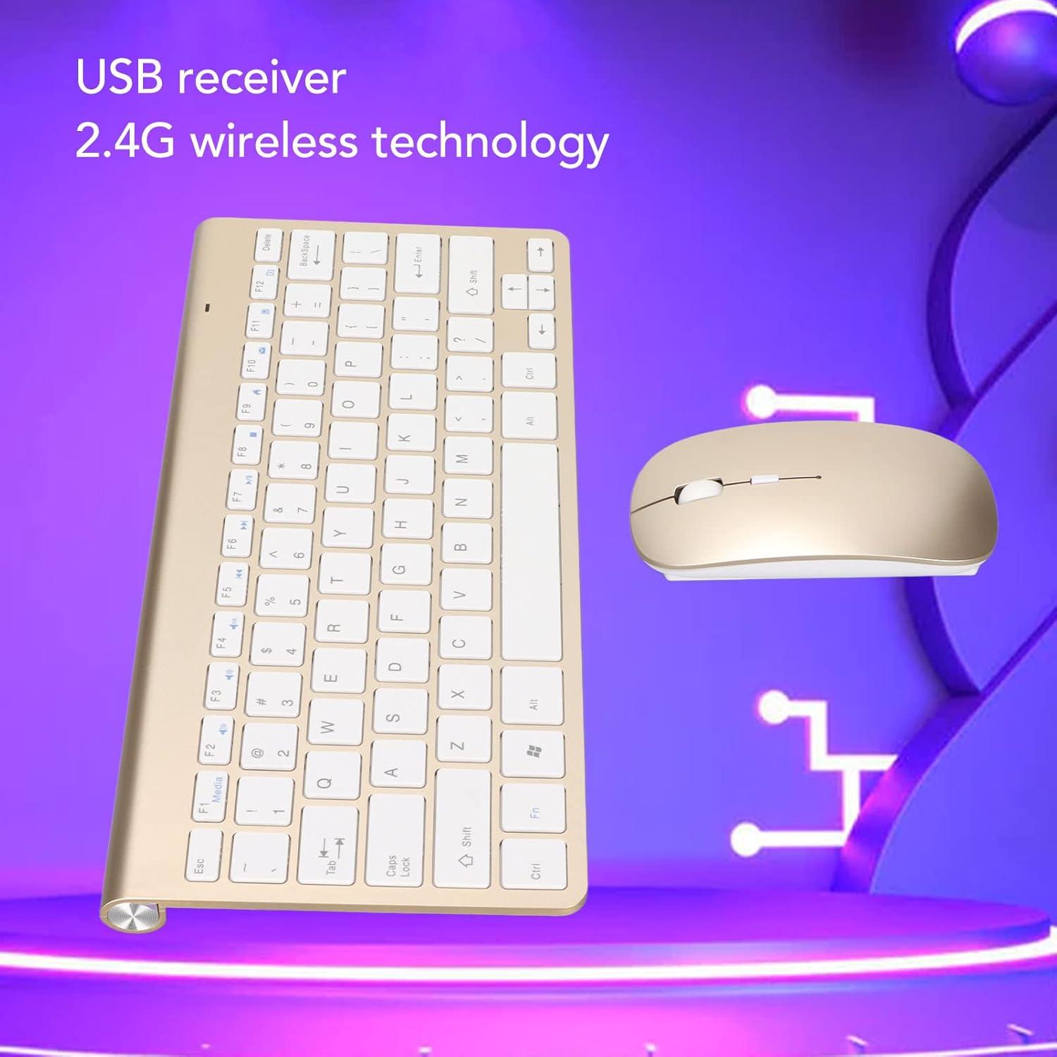 Combo Teclado y Ratón Hilitand USB Ergonómico 2.4G Dorado