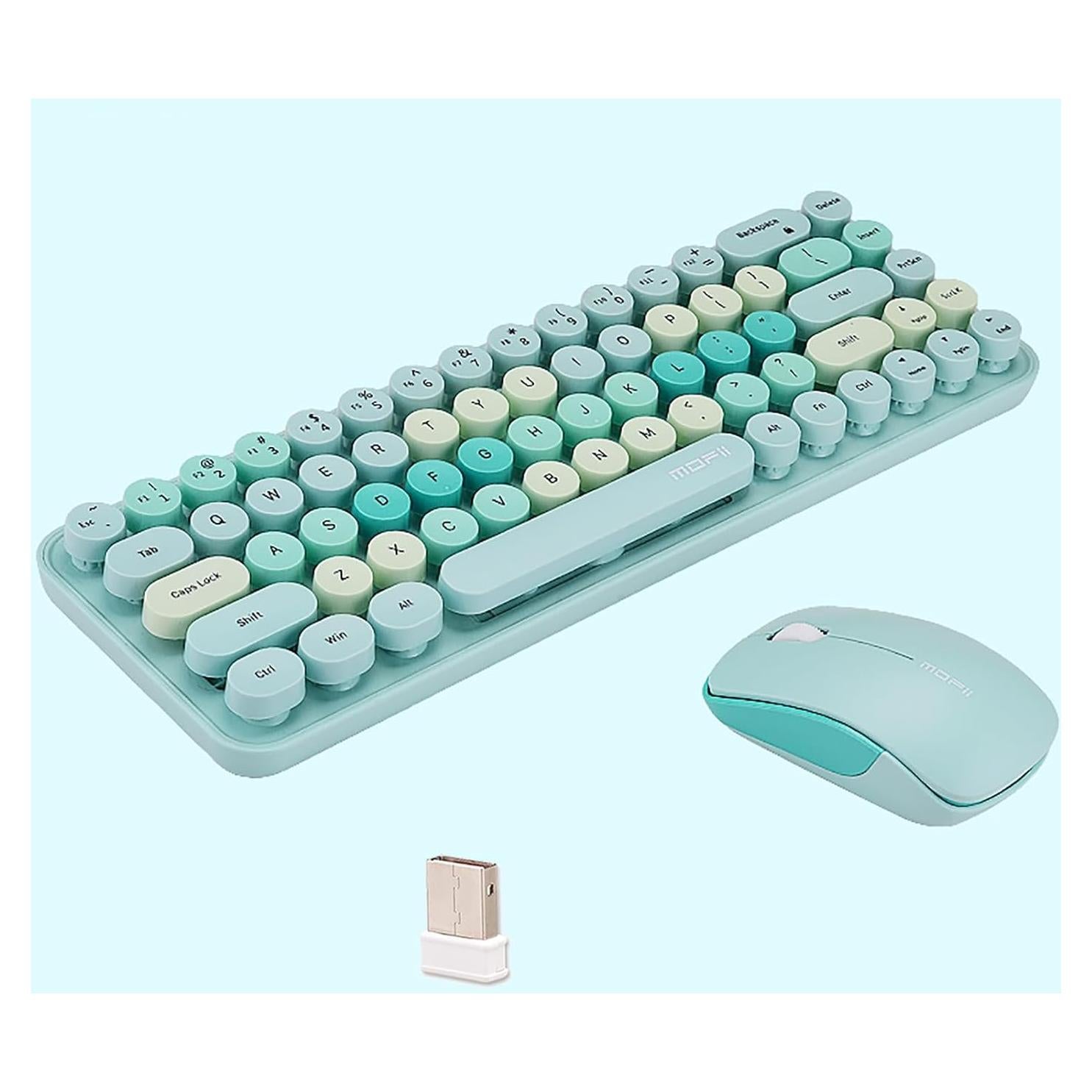 Combo Teclado y Ratón Inalámbrico Lomiluskr Verde 68 Teclas