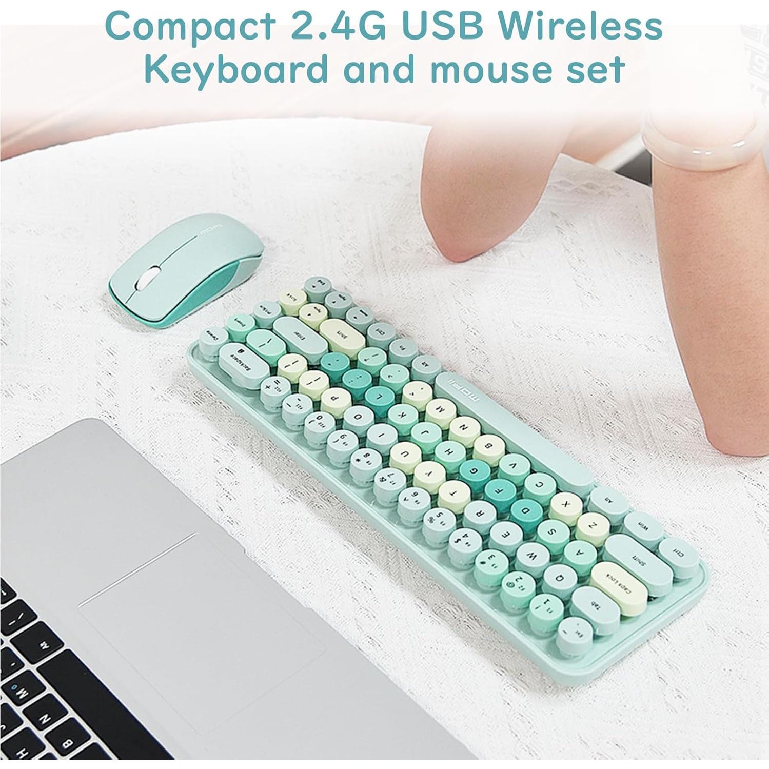 Combo Teclado y Ratón Inalámbrico Lomiluskr Verde 68 Teclas