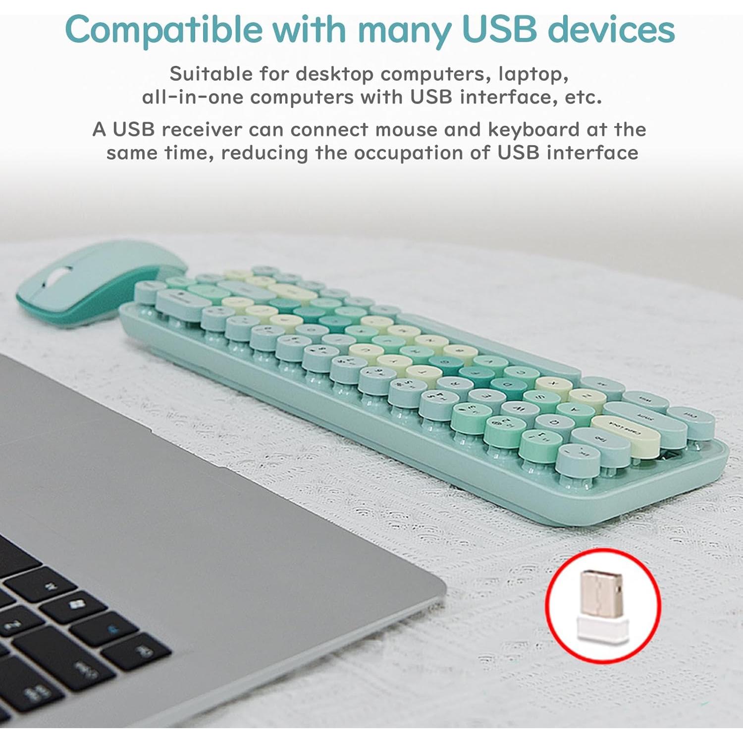 Combo Teclado y Ratón Inalámbrico Lomiluskr Verde 68 Teclas