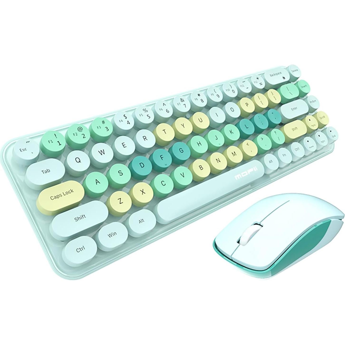Combo Teclado y Ratón Inalámbrico Lomiluskr Verde 68 Teclas