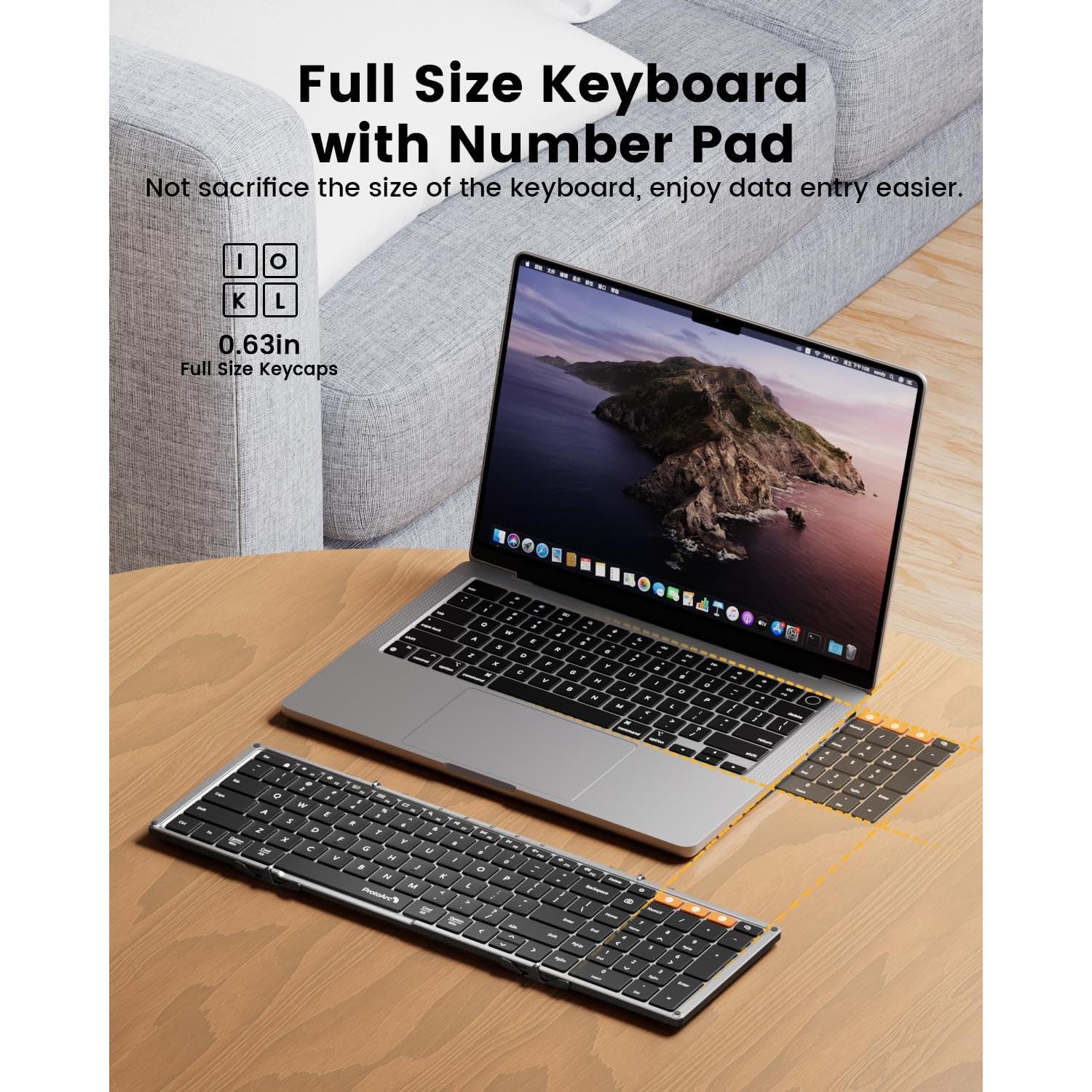 Teclado Plegable Retroiluminado ProtoArc XK01 Plus y Ratón Ergonómico Azul