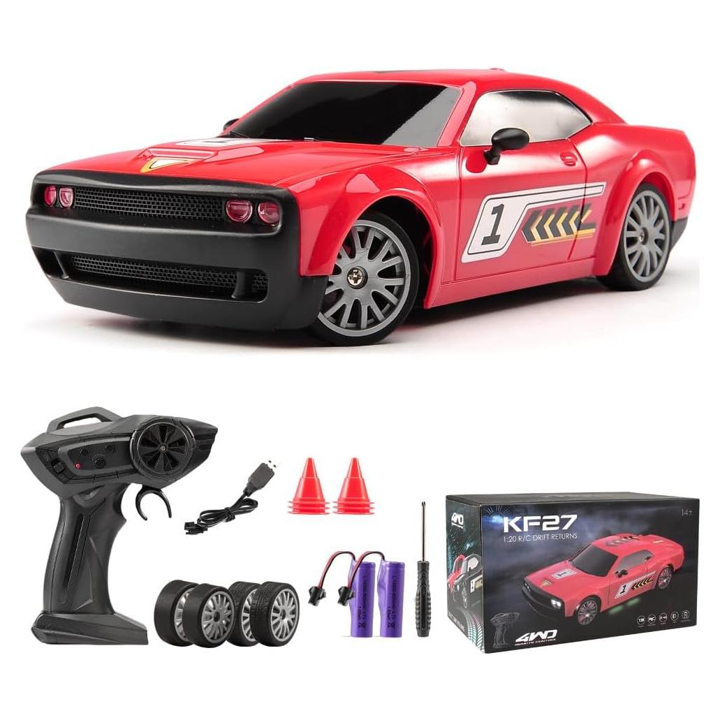 Coche RC Drift Jaming KF27 1:20 4WD Rojo con Luces LED
