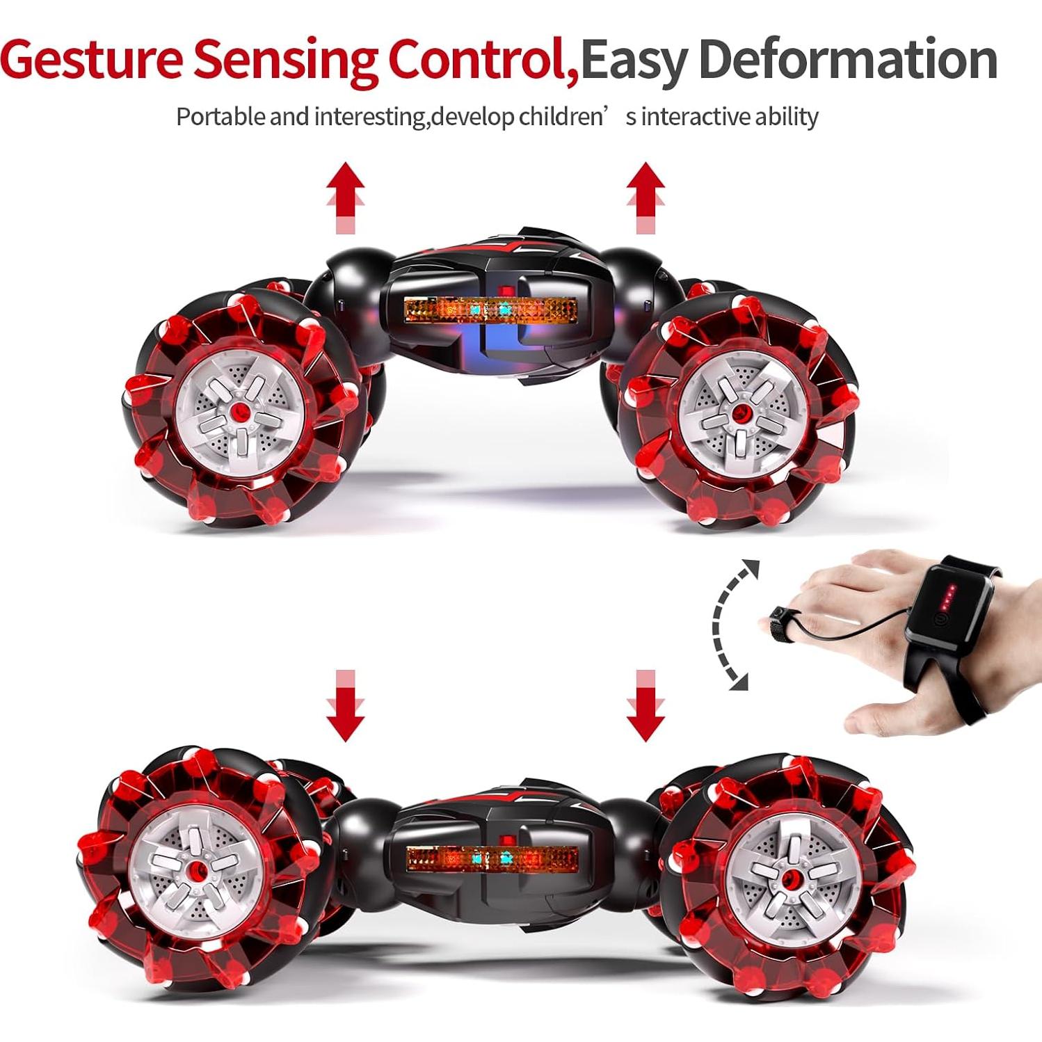 Coche de Acrobacias RC Jovow 1:12 Rojo 4WD con Luces