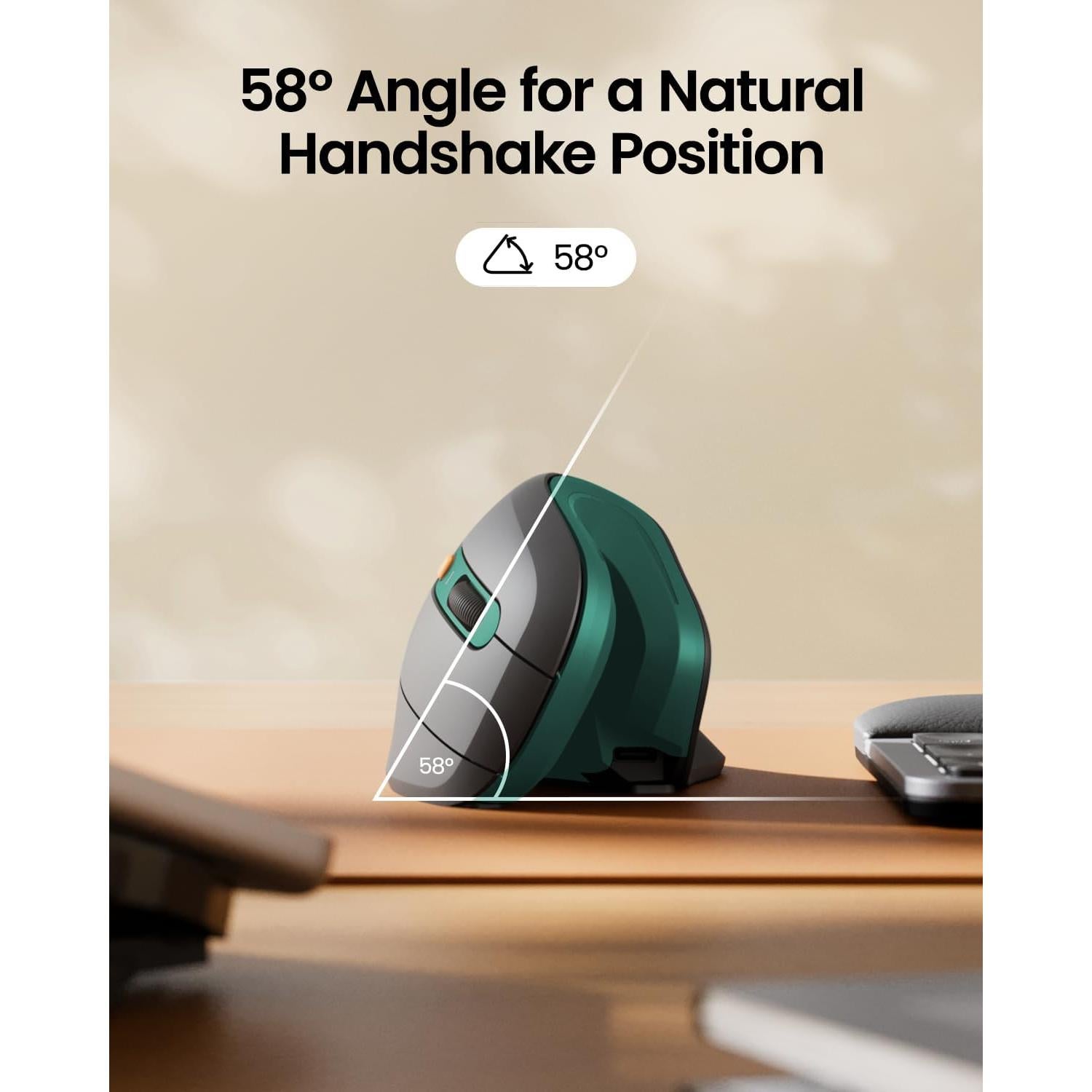 Teclado Ergonómico Inalámbrico ProtoArc EK01 Plus Verde y Ratón Vertical EM11 NL