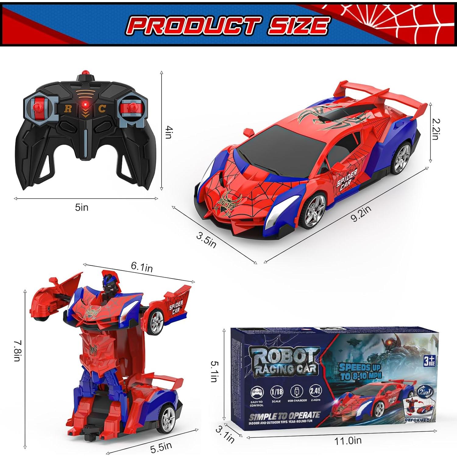 Coche RC Transformable BLUEJAY 1:18 Robot 360° Niños 3-12
