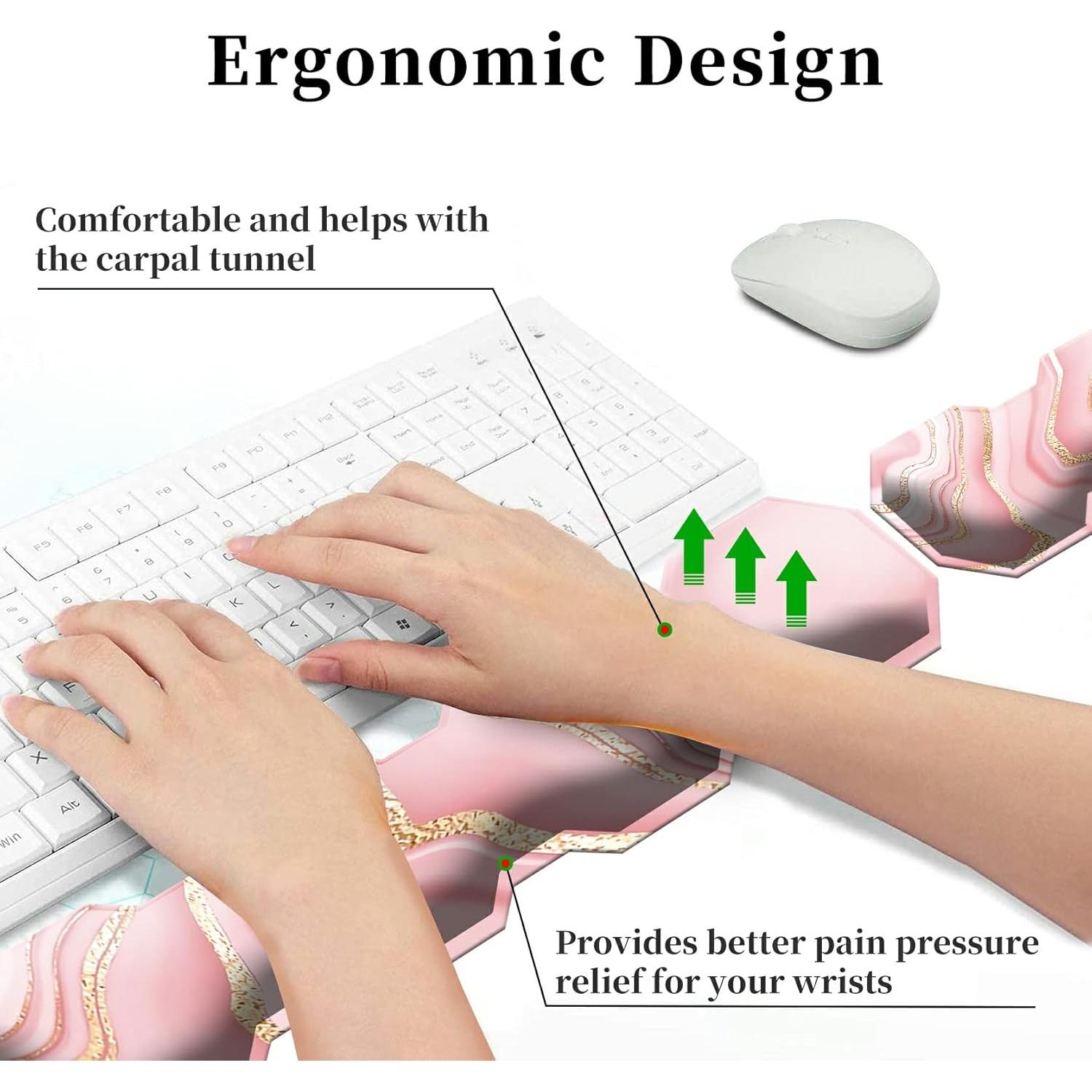 Conjunto Reposamuñecas Ergonómico FUYOCWE Mármol Rosa