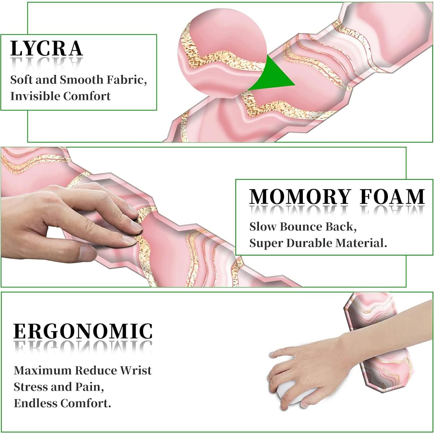Conjunto Reposamuñecas Ergonómico FUYOCWE Mármol Rosa