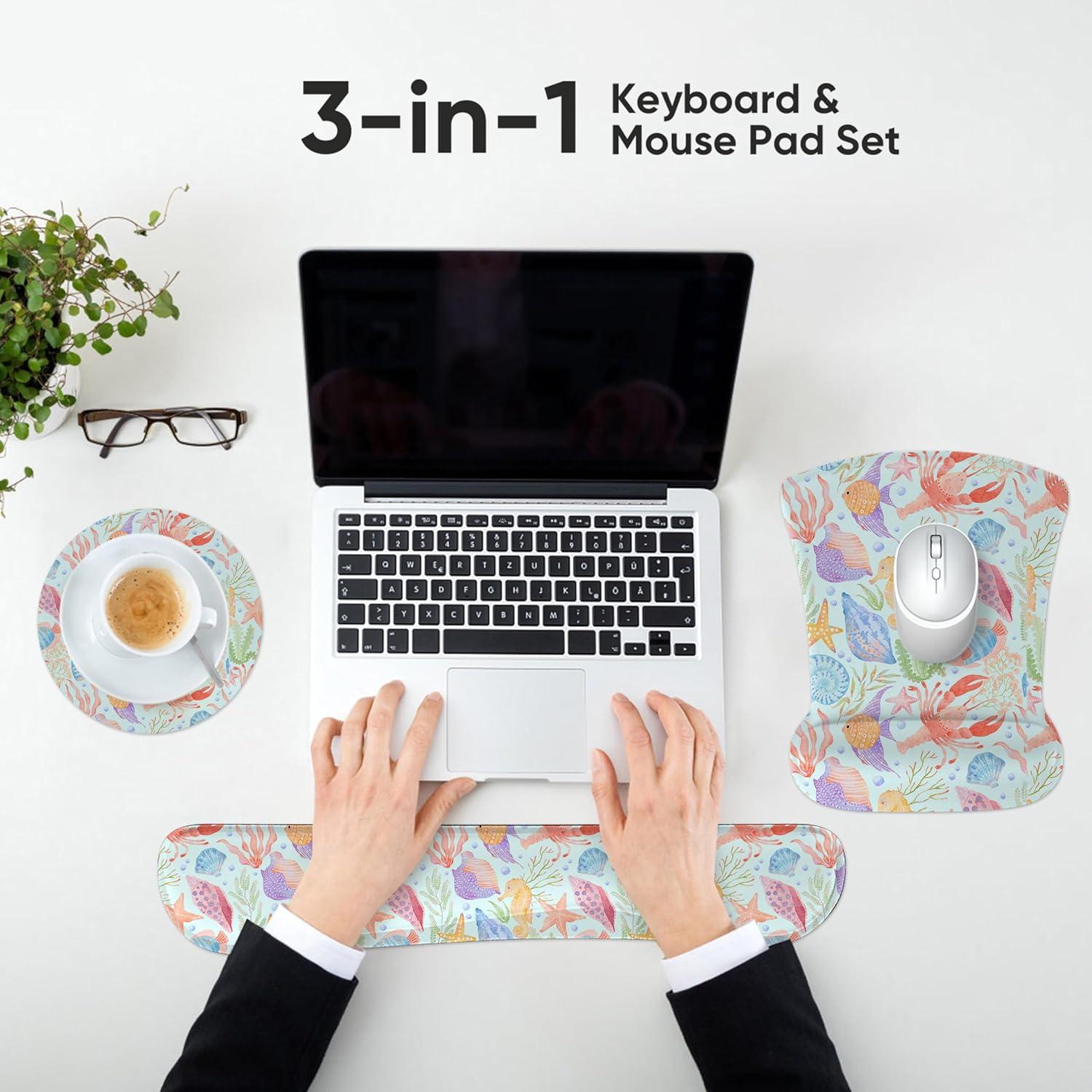 Juego de Reposamuñecas Ergonómico icolor para Teclado y Ratón