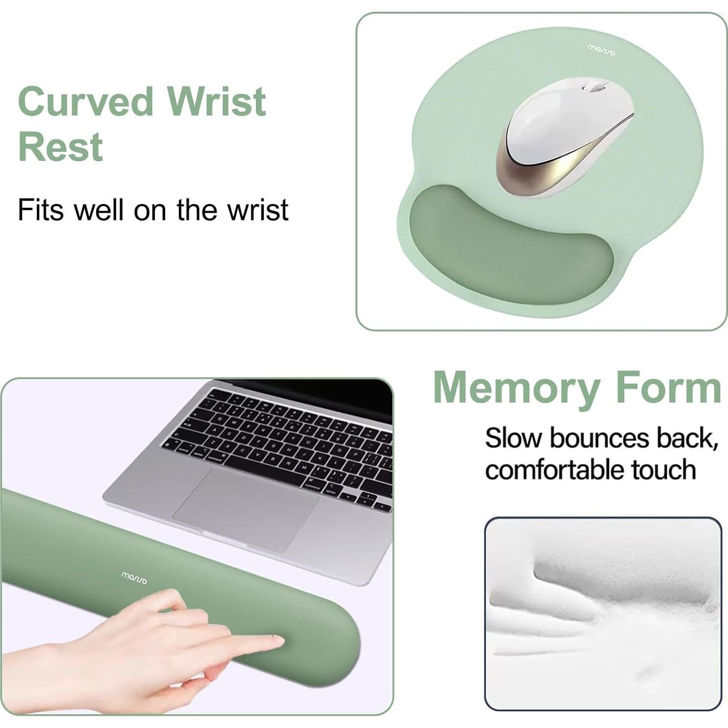 Soporte Reposamuñecas y Alfombrilla MOSISO Ergonómica Verde