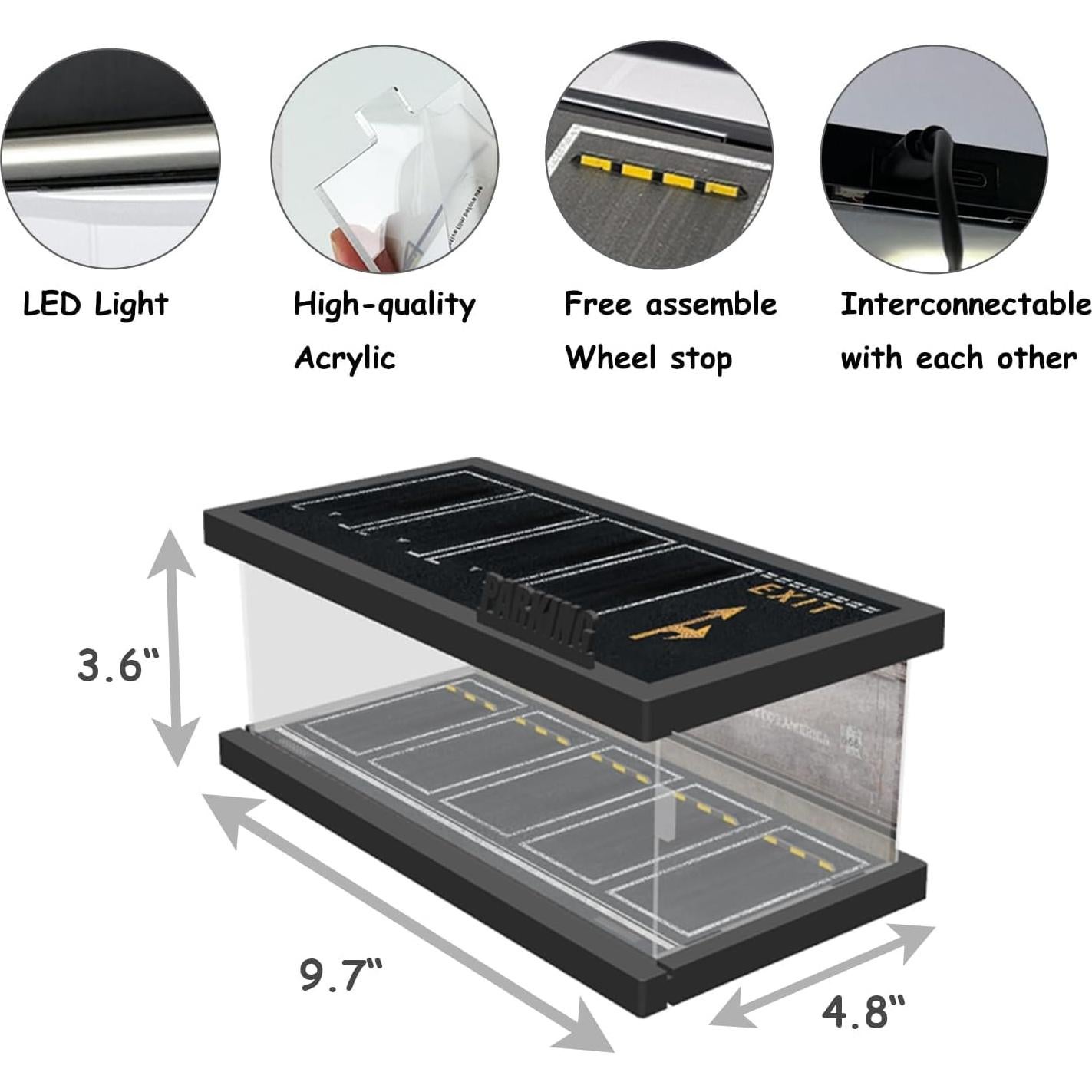 Estuche de Exhibición Acrílico Bivitre 1:64 con Luz LED
