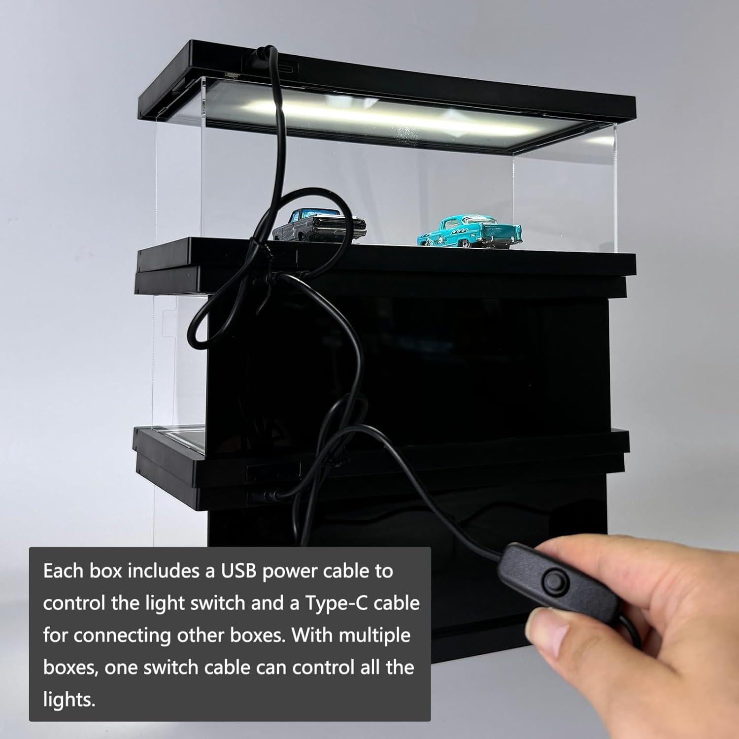 Estuche de Exhibición Acrílico Bivitre 1:64 con Luz LED