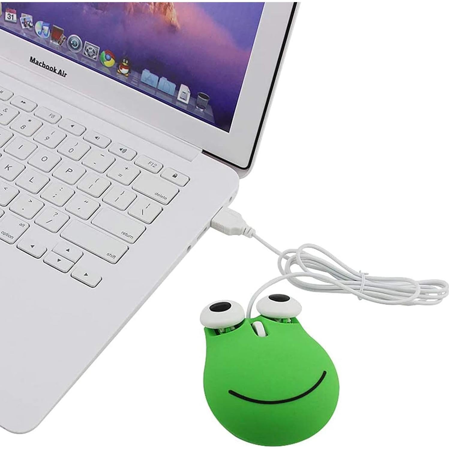 Ratón Óptico con Cable Howen Rana Verde 1600DPI Ergonómico