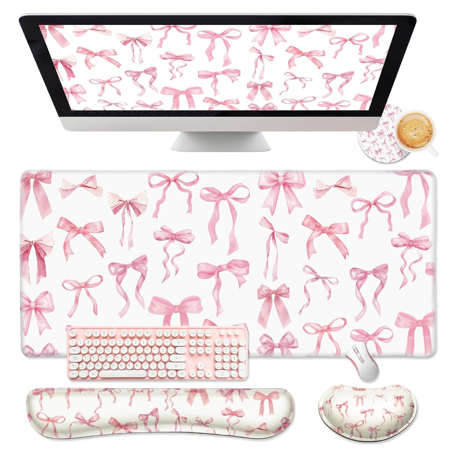 Juego de Alfombrillas Rosa Relaxweex con Reposamuñecas y Posavasos