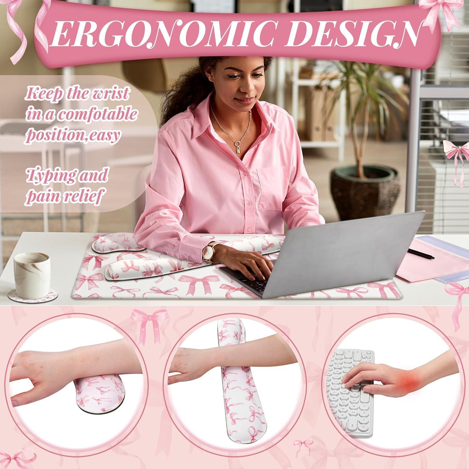 Juego de Alfombrillas Rosa Relaxweex con Reposamuñecas y Posavasos