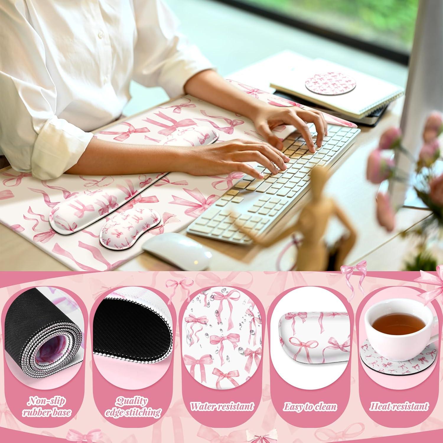 Juego de Alfombrillas Rosa Relaxweex con Reposamuñecas y Posavasos