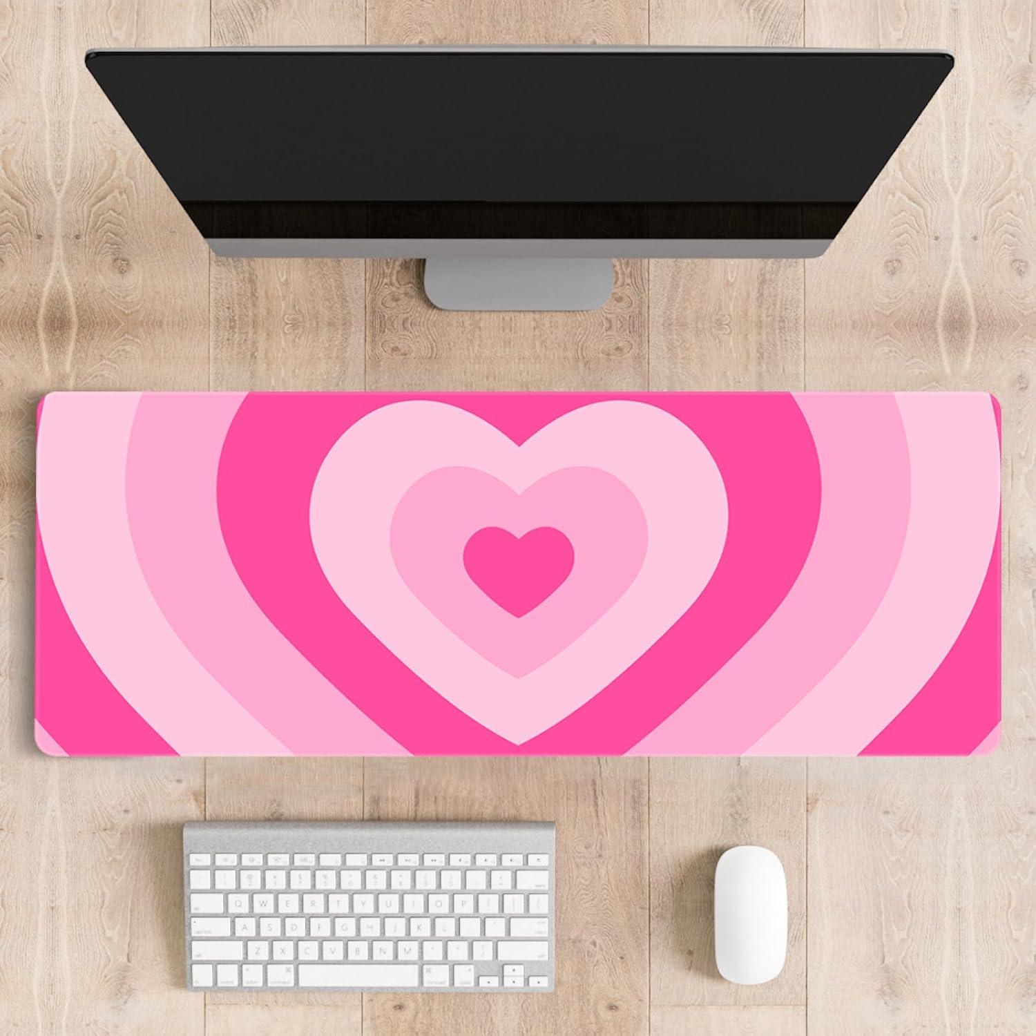 Mousepad Gaming Grande Stanoha Corazones Rosa 76.2x30.5 cm