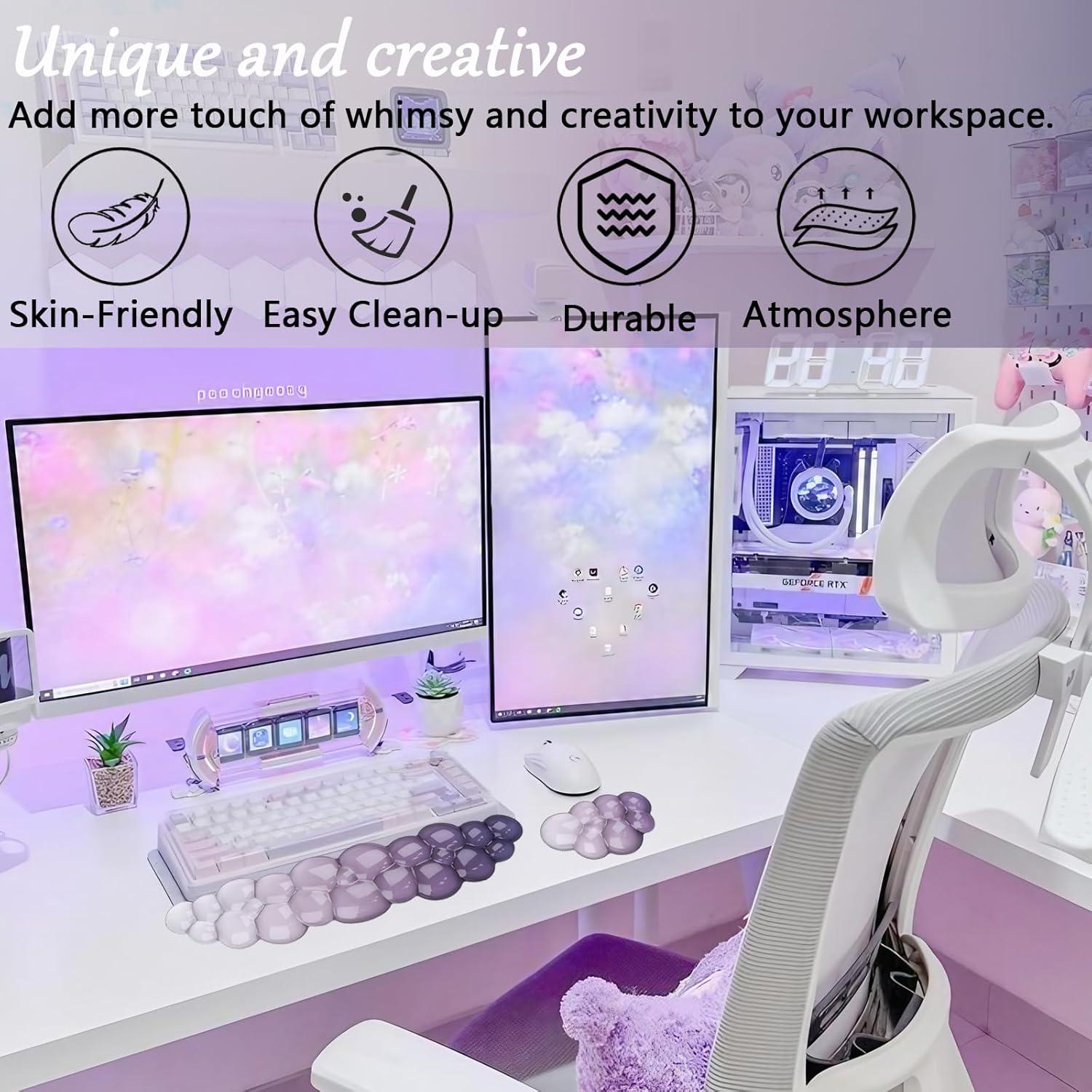 Reposamuñecas de Gel Nube wfcy para Teclado y Ratón Púrpura