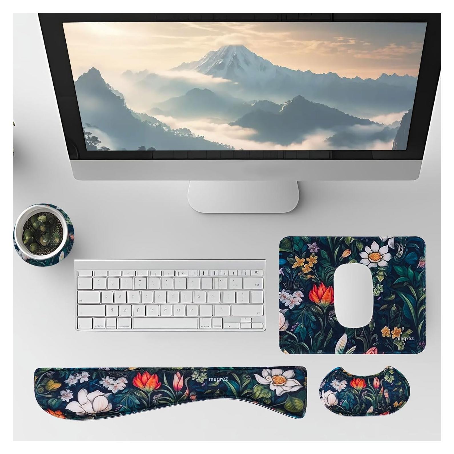 Conjunto 4-en-1 Reposamuñecas y Alfombrilla MEGREZ Verde