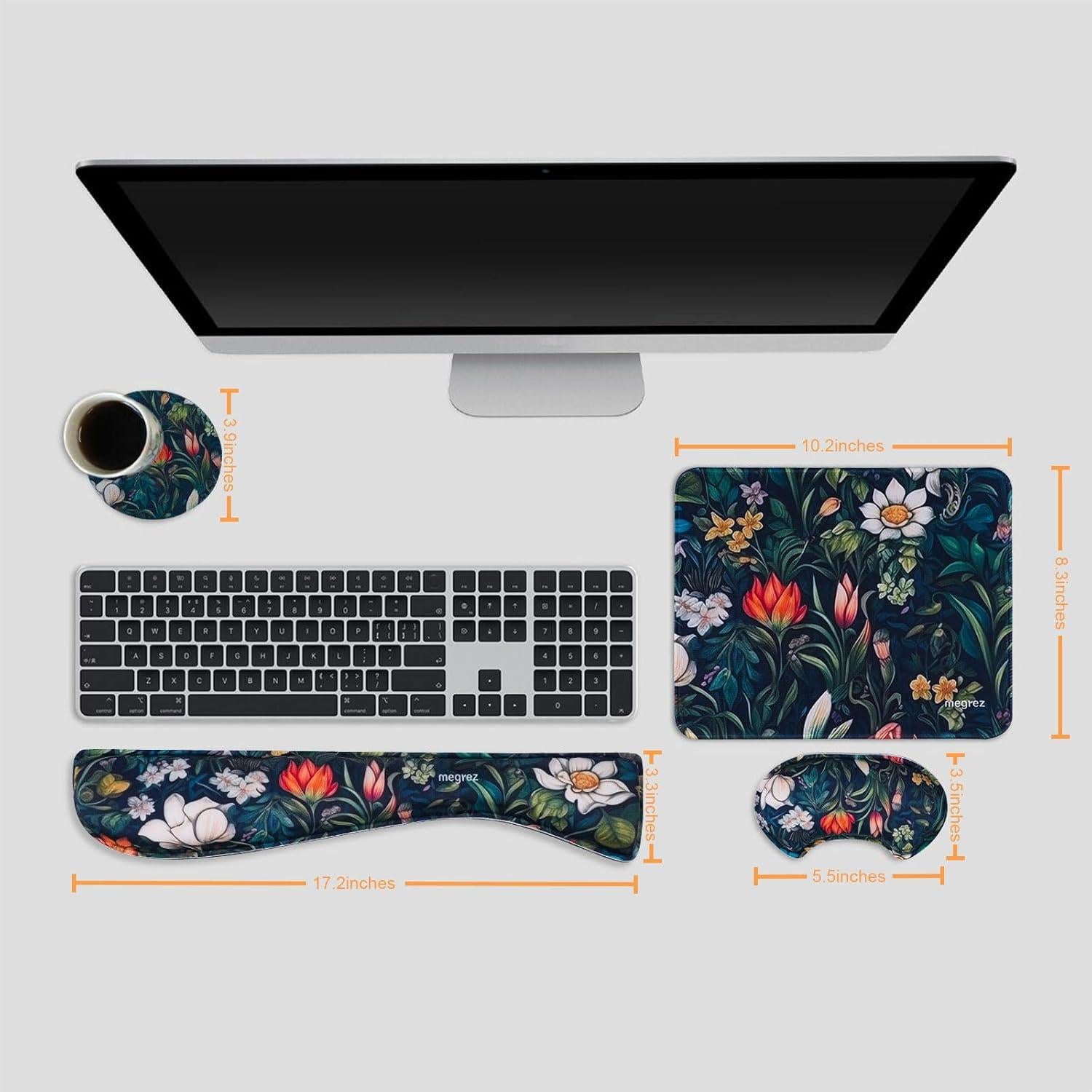 Conjunto 4-en-1 Reposamuñecas y Alfombrilla MEGREZ Verde