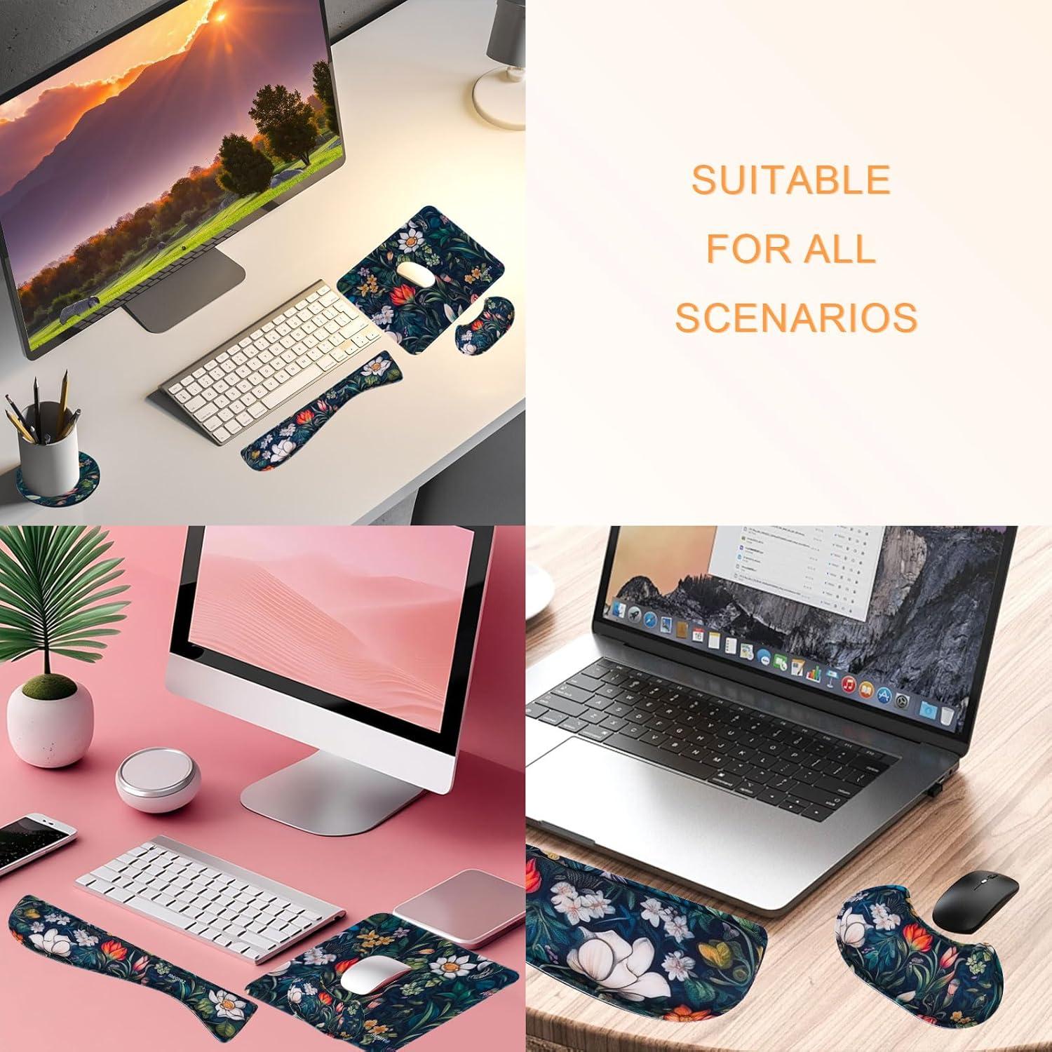 Conjunto 4-en-1 Reposamuñecas y Alfombrilla MEGREZ Verde