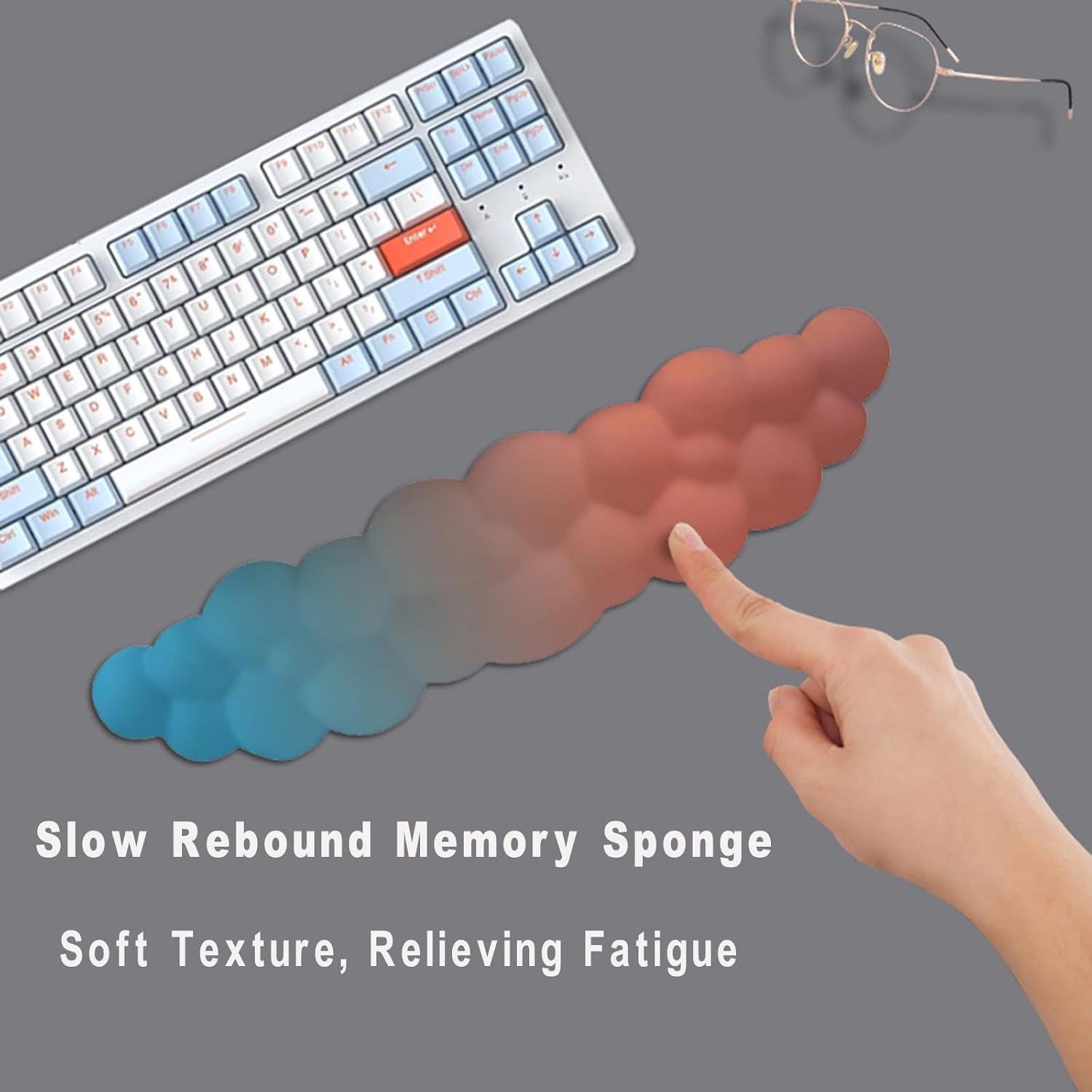 Juego de Reposamuñecas Ergonómico SVJEFY Azul con Alfombrilla