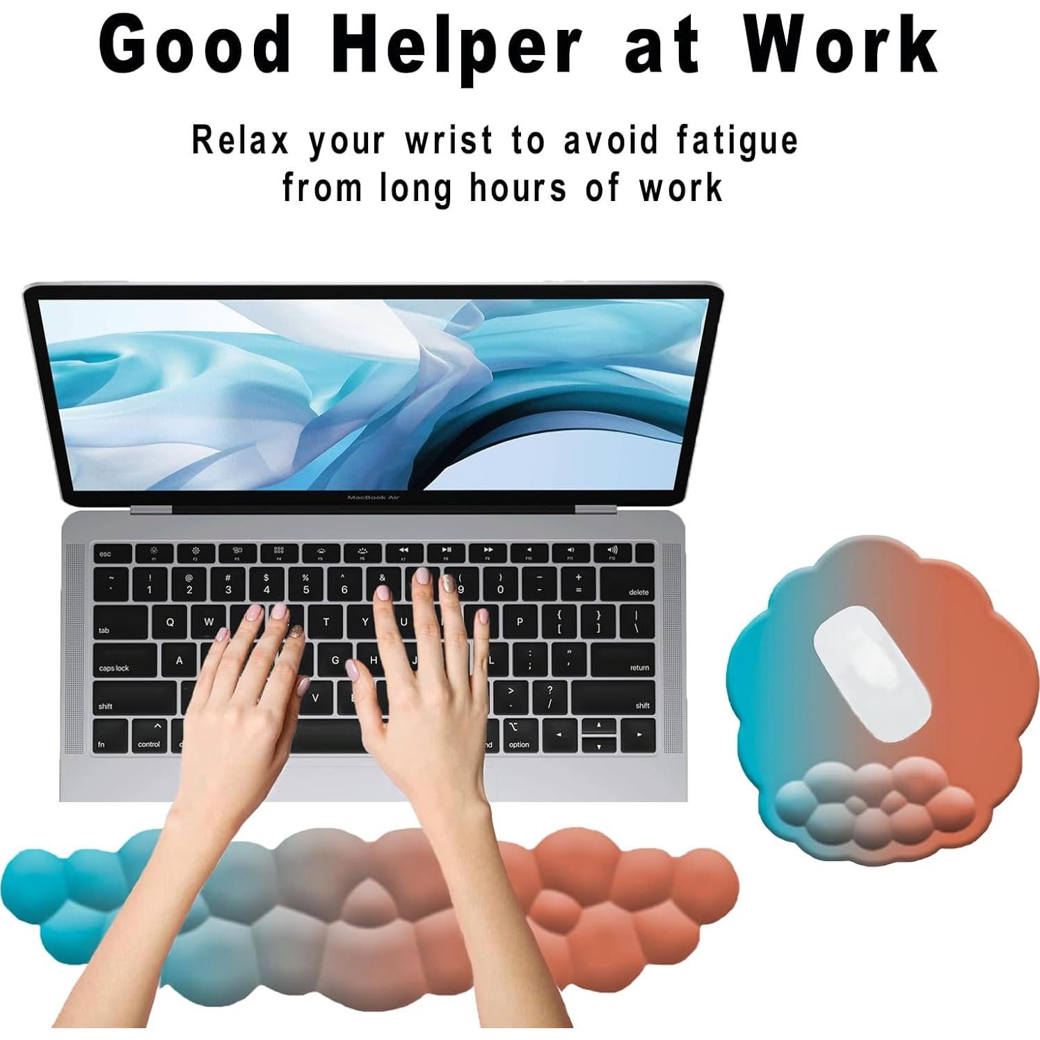 Juego de Reposamuñecas Ergonómico SVJEFY Azul con Alfombrilla