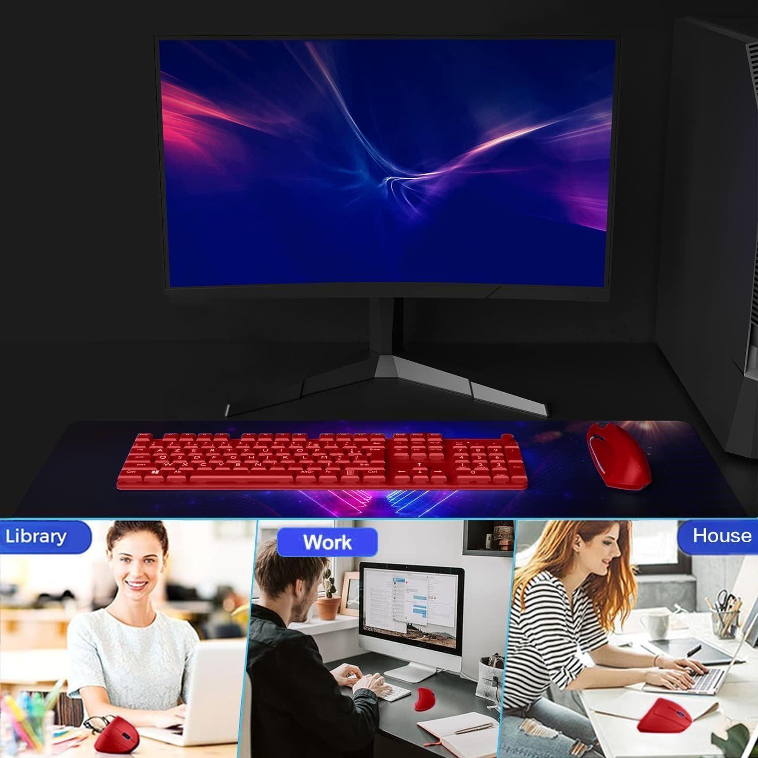 Ratón Vertical Inalámbrico Ergonómico BeWishes Rojo 800-1600 DPI