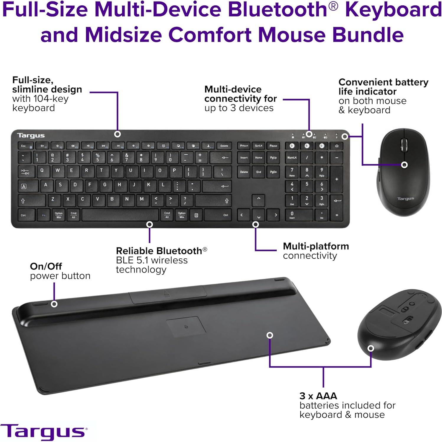 Teclado y Ratón Bluetooth Multi-Dispositivo Targus AKM618AMUS