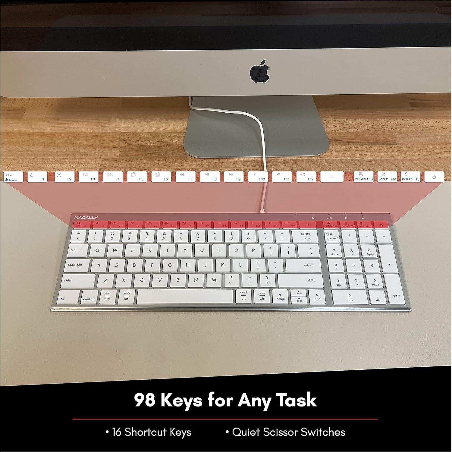 Teclado Compacto Macally con Ratón y Soporte Ergonómico