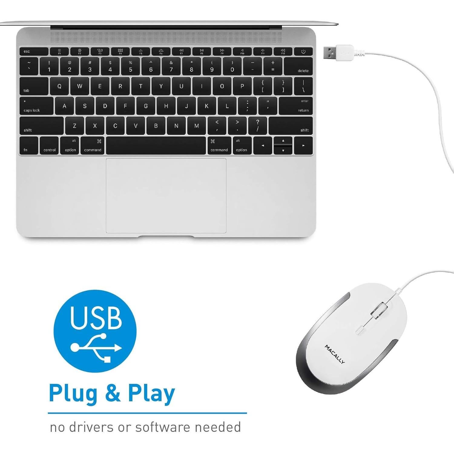 Teclado Compacto Macally con Ratón y Soporte Ergonómico