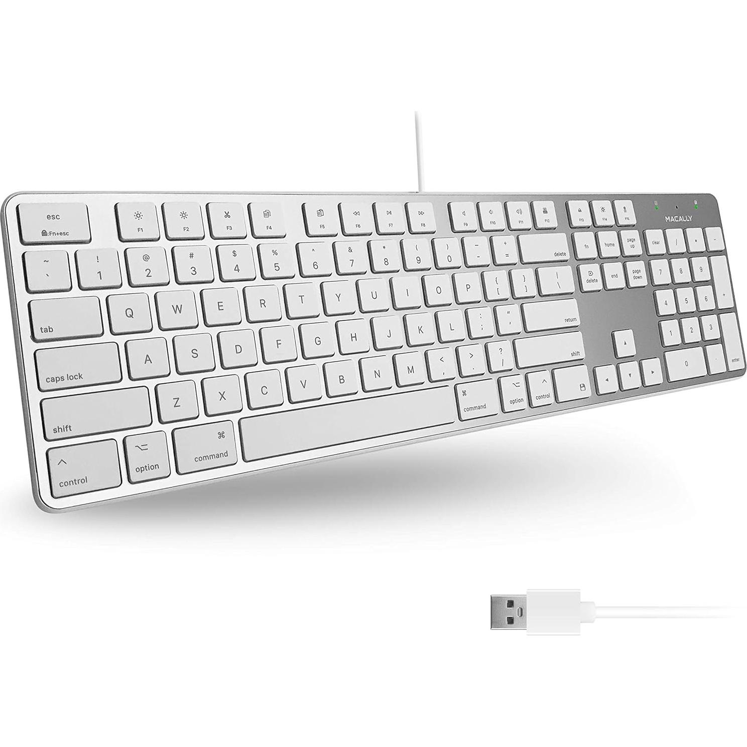 Teclado con Cable Macally Ultra Delgado + Ratón Silencioso + Soporte Ergonómico