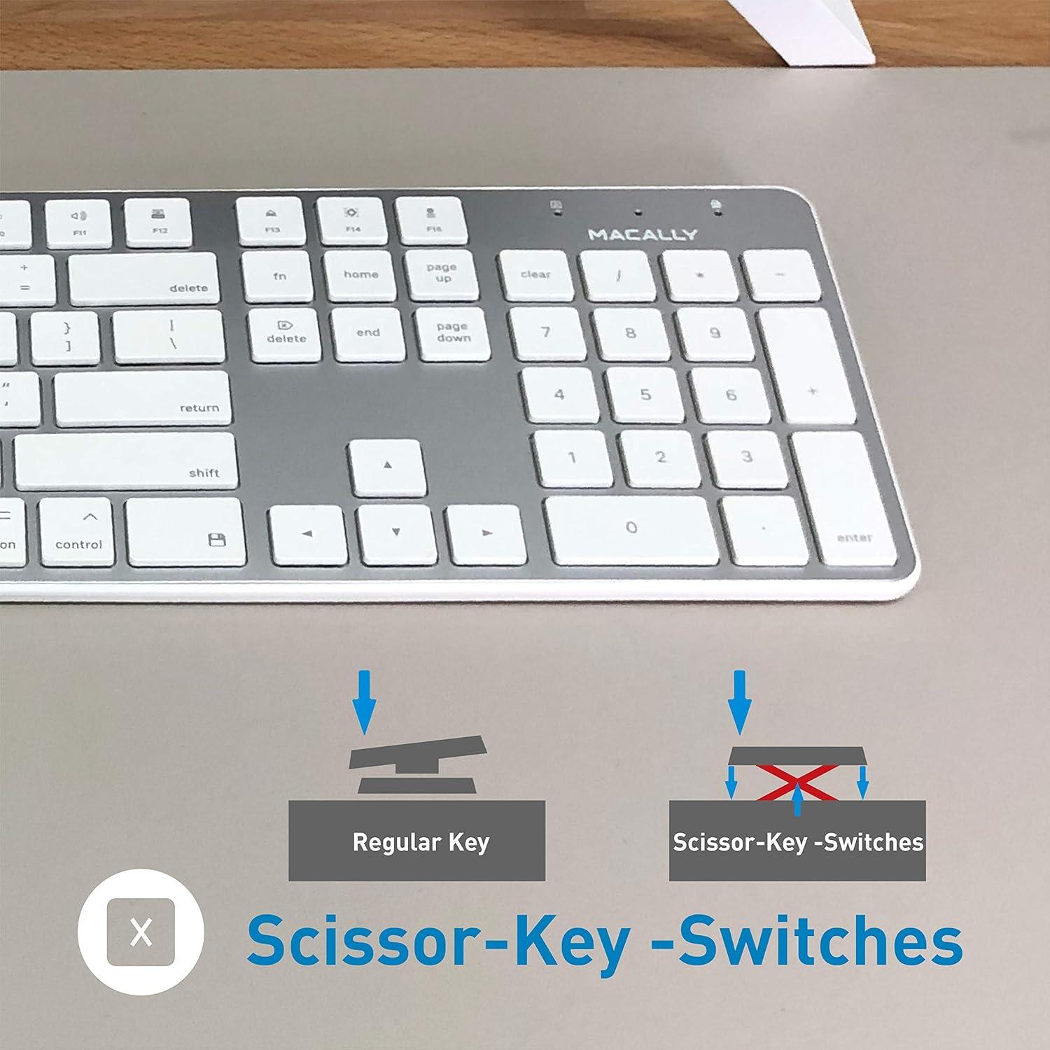 Teclado con Cable Macally Ultra Delgado + Ratón Silencioso + Soporte Ergonómico
