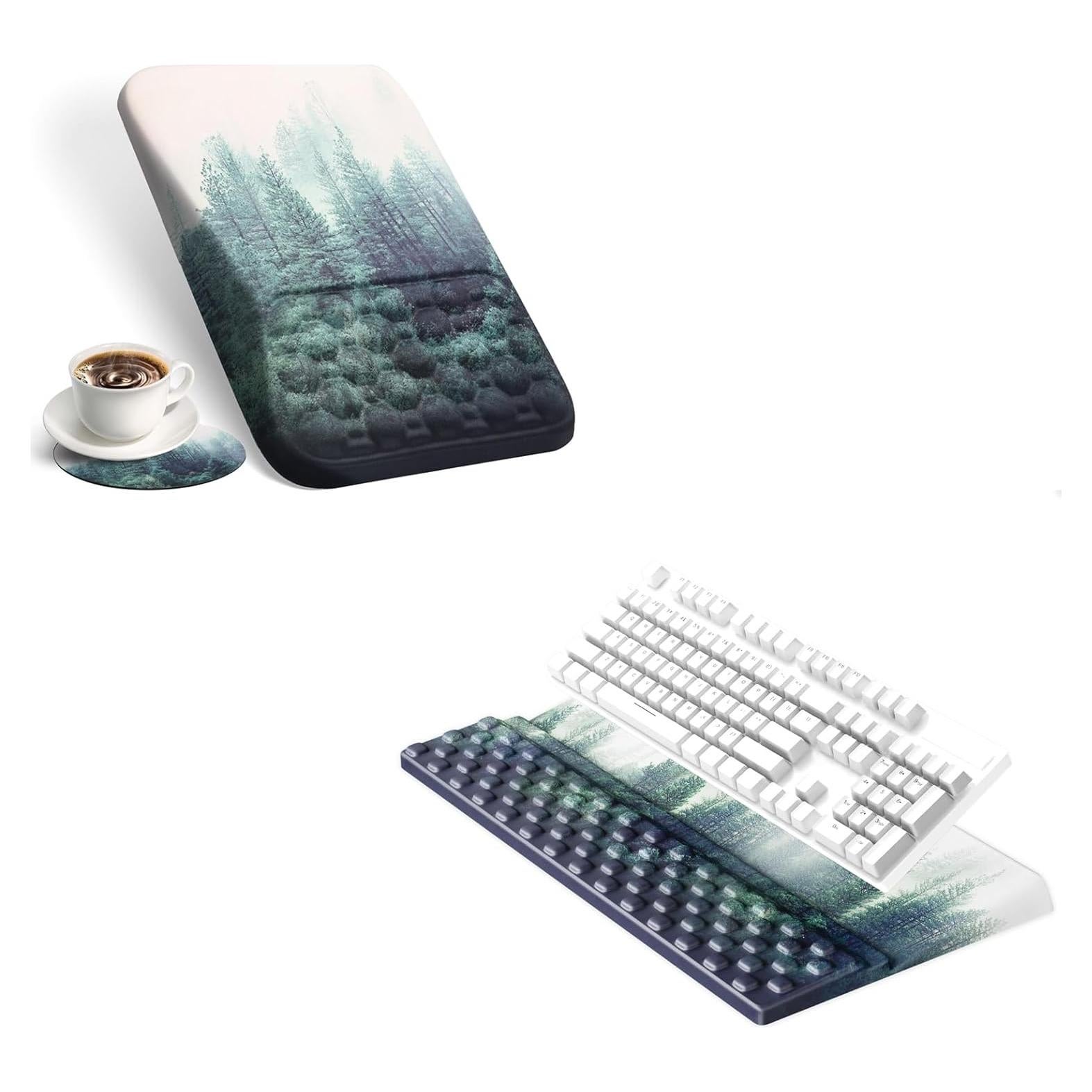 Juego de Reposamuñecas y Alfombrilla Ergonómica Ospelelf Verde